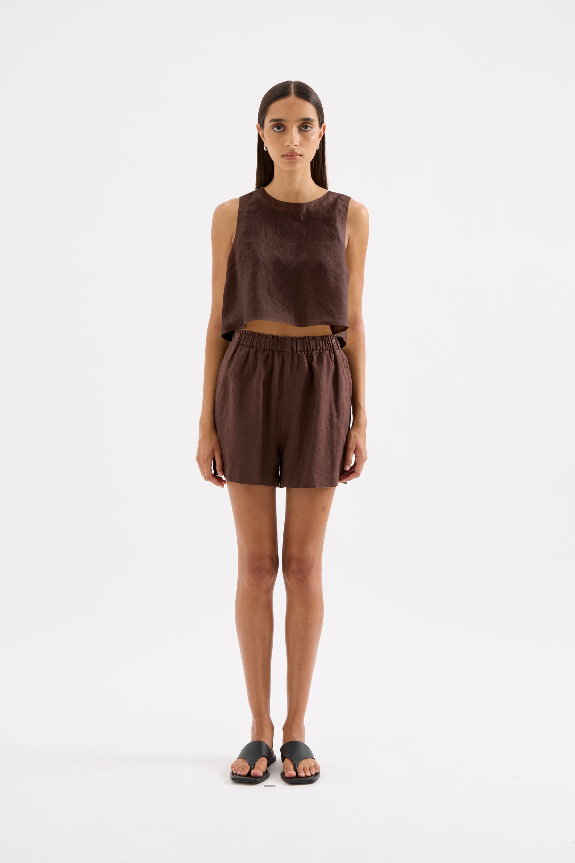 Sian Linen Top Chocolate 