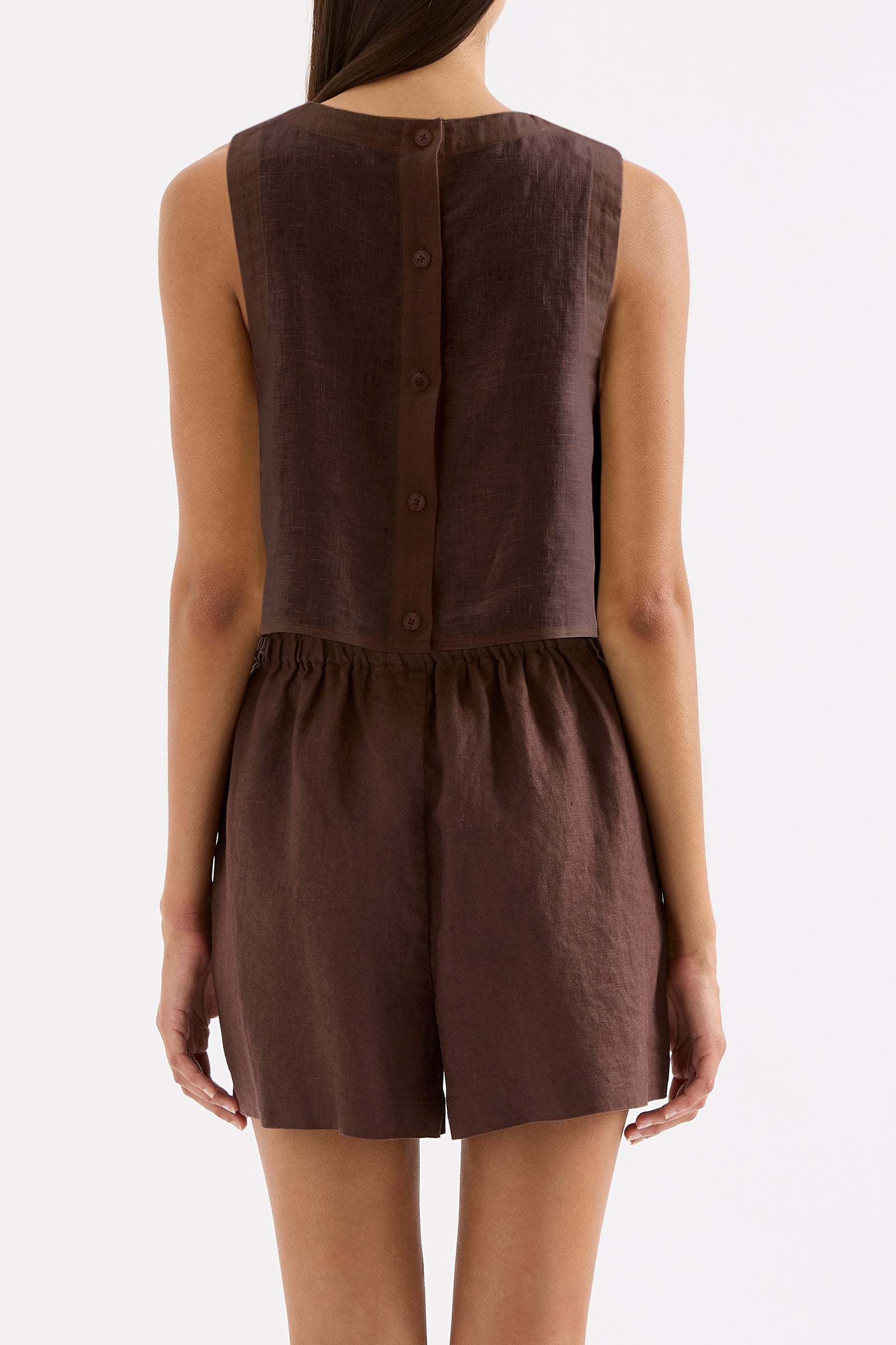 Sian Linen Top Chocolate 