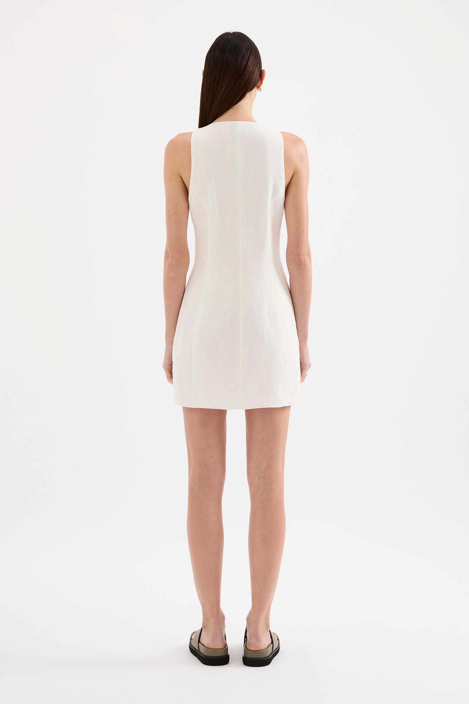 Mazi Linen Mini Dress White 