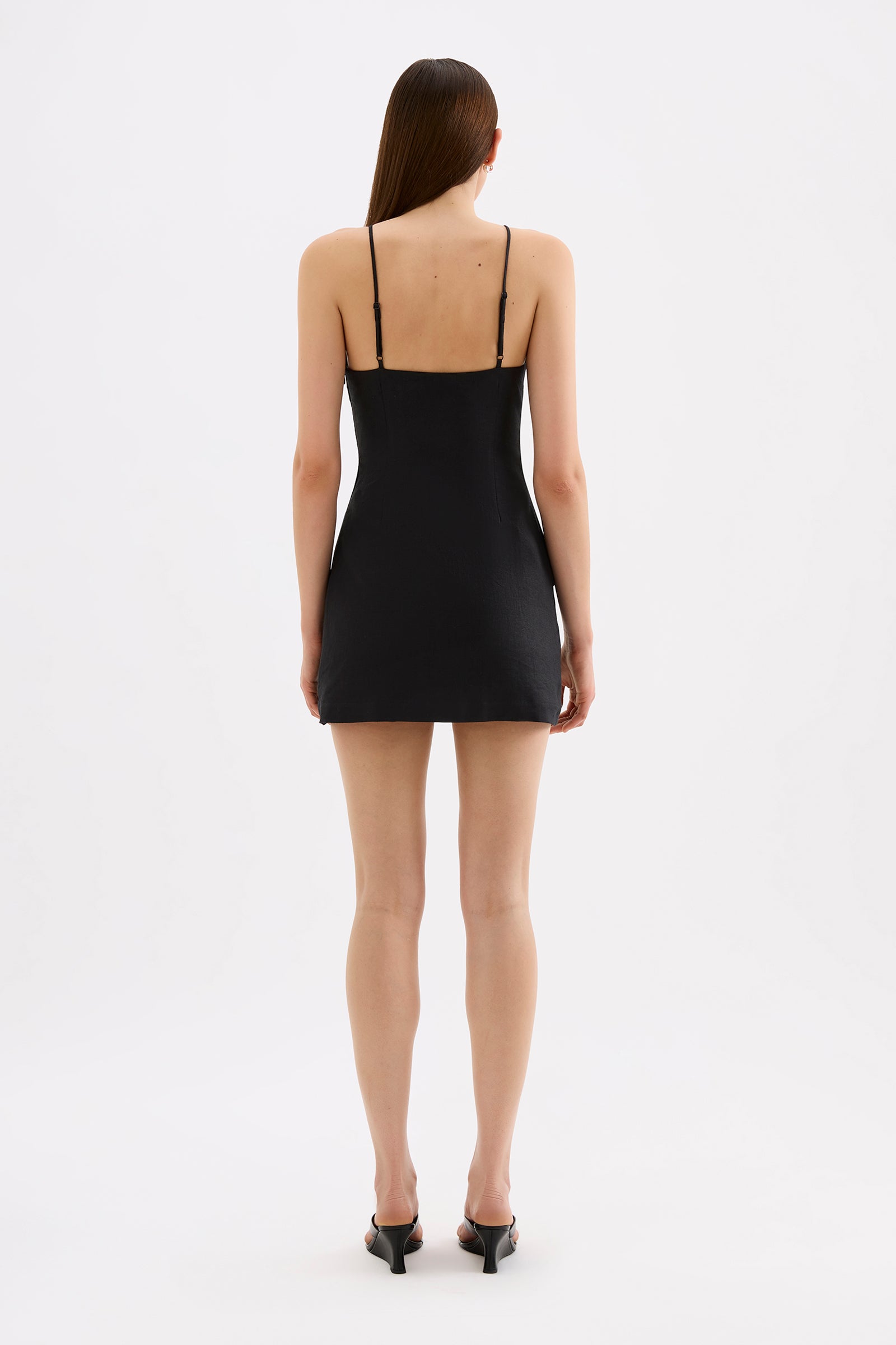 Talitha Linen Mini Dress Black 