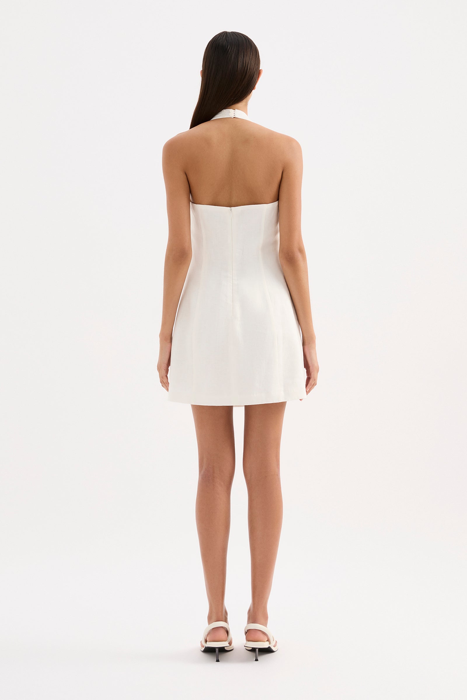 Reyes Linen Mini Dress White 