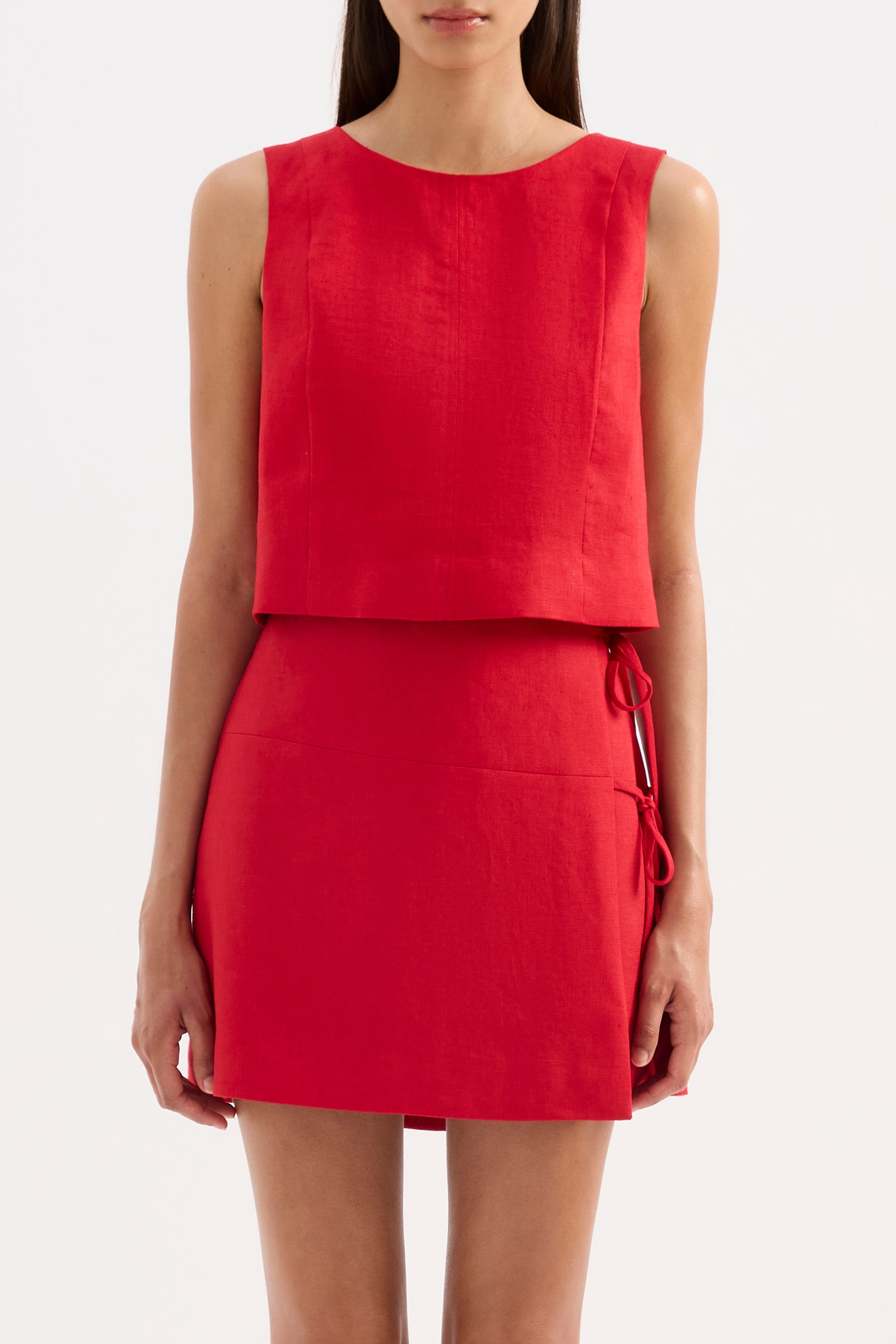 Marli Linen Top Vermillion 