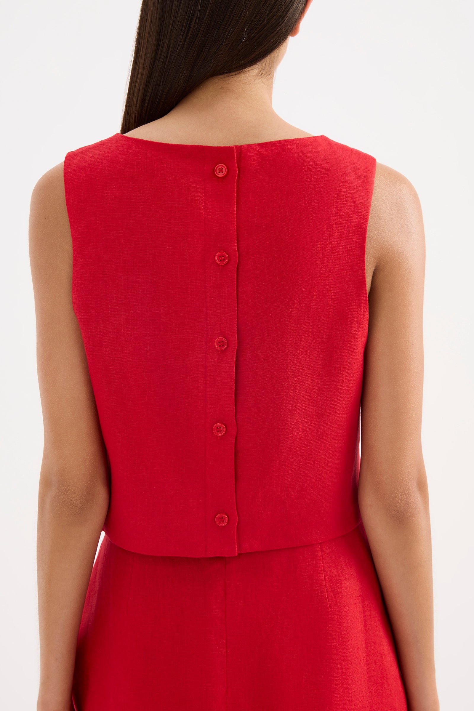 Marli Linen Top Vermillion 