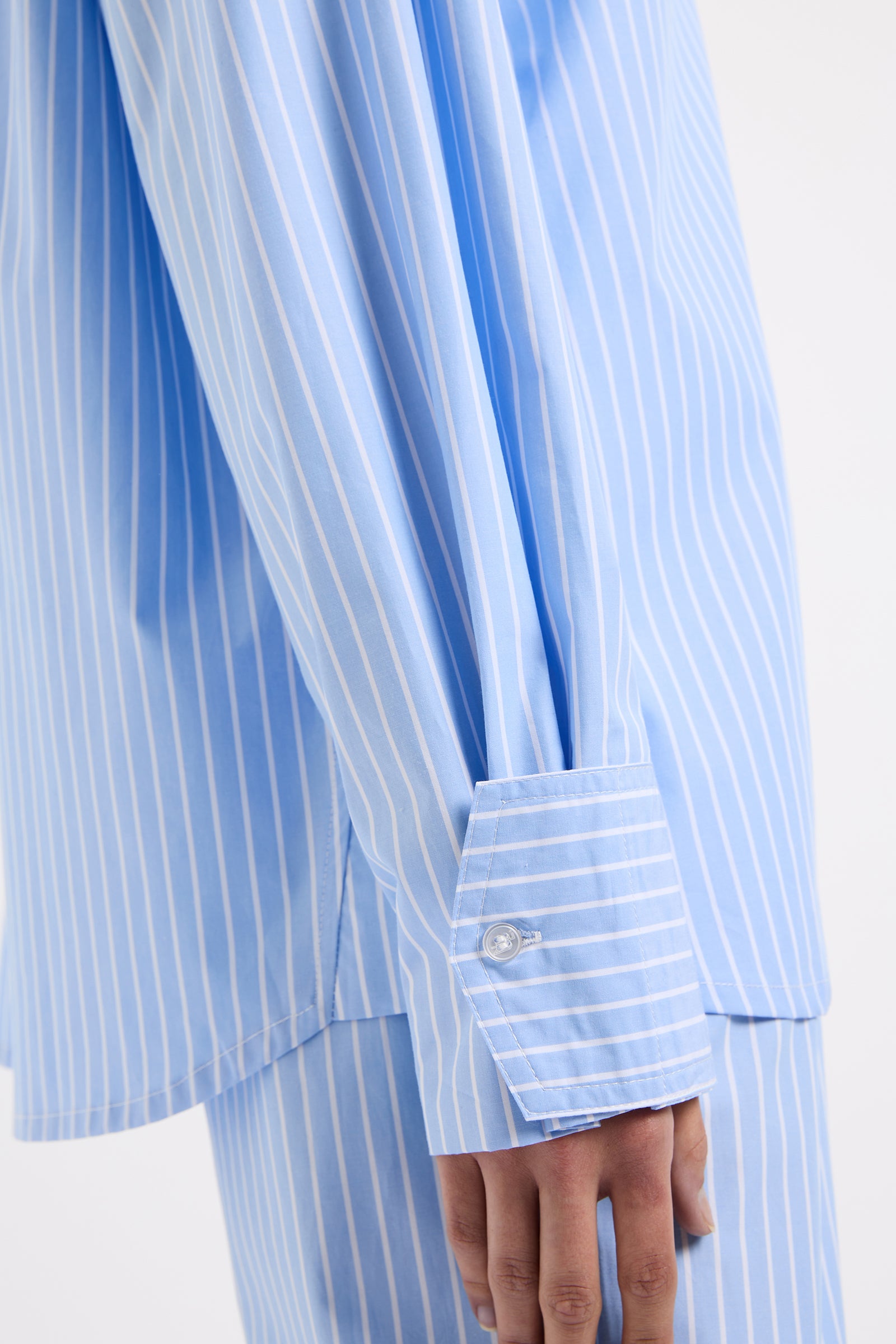 Organic Poplin Shirt Blue Stripe 