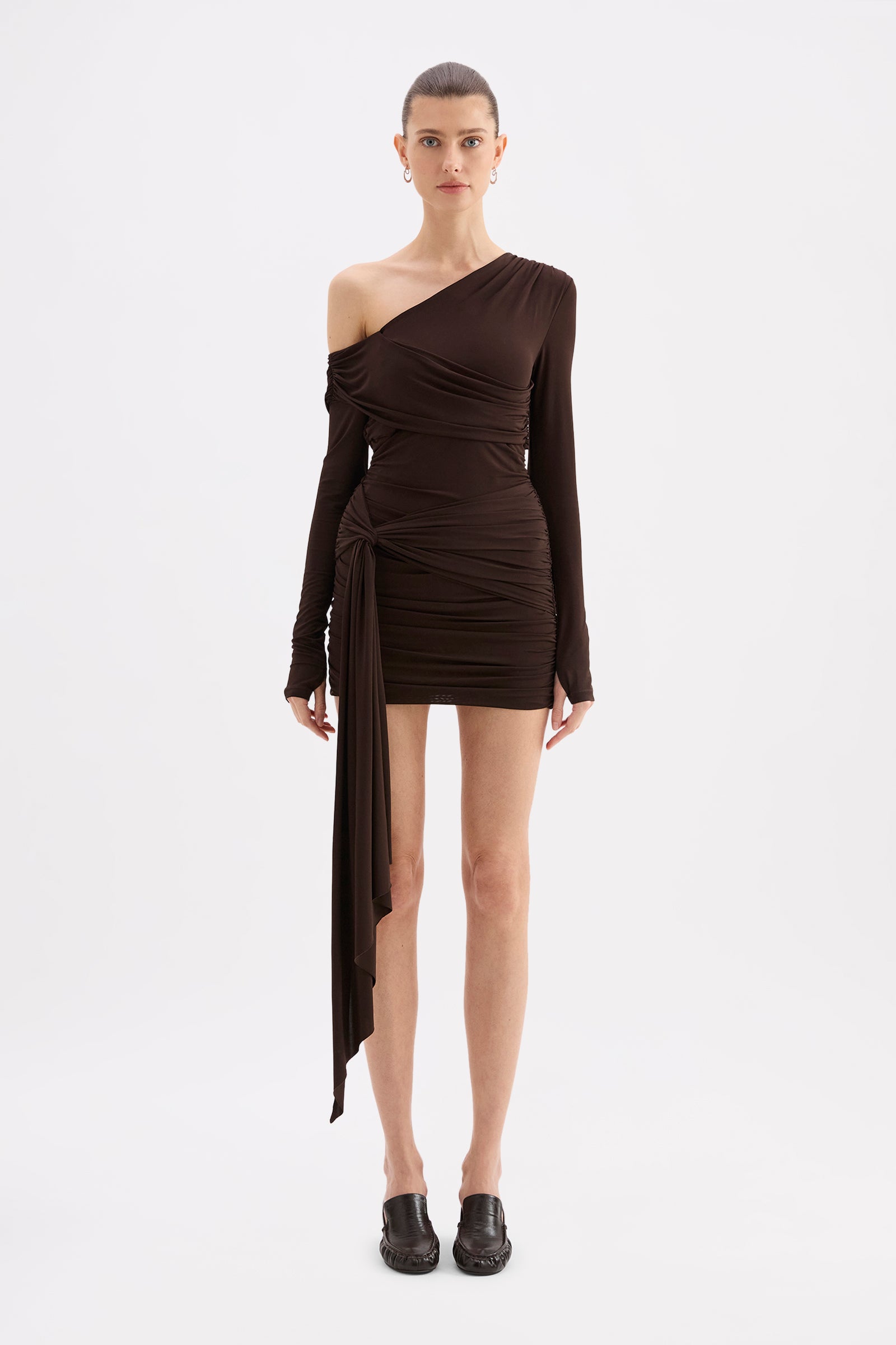 Evangeline Mini Dress Dark Chocolate 