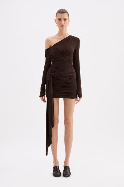 Evangeline Mini Dress Dark Chocolate 