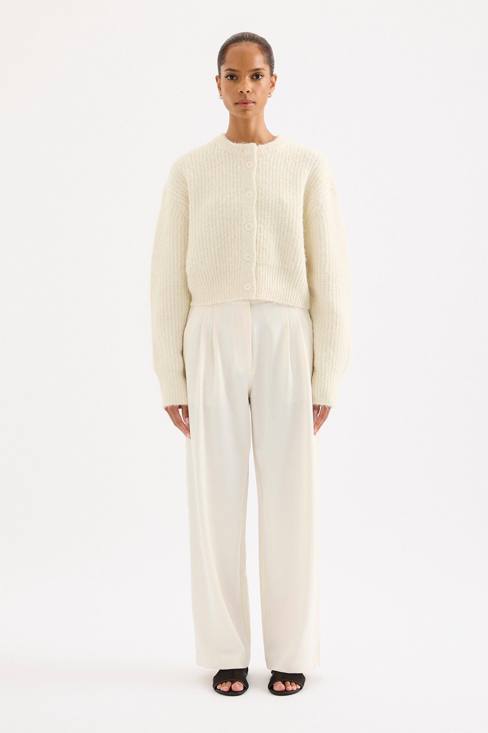 Nixon Cropped Cardigan Ivory 