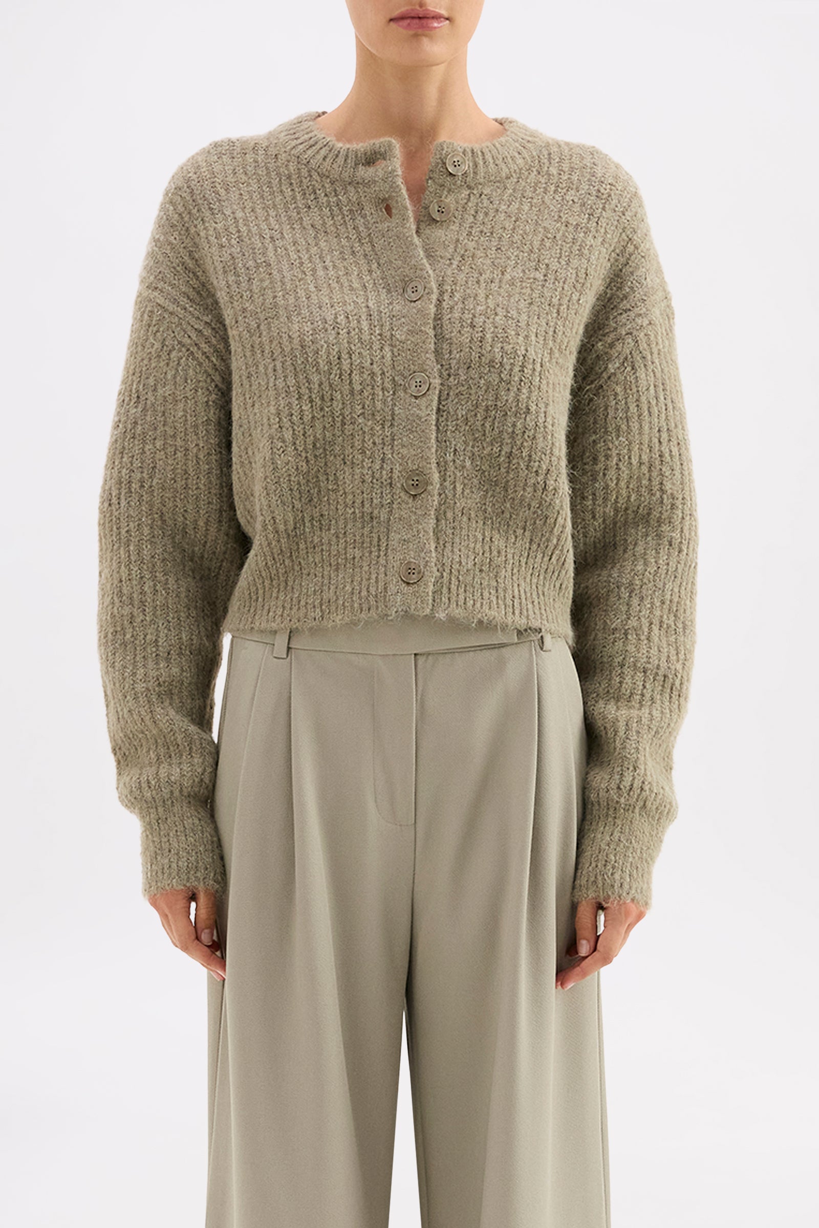 Nixon Cropped Cardigan Vine 