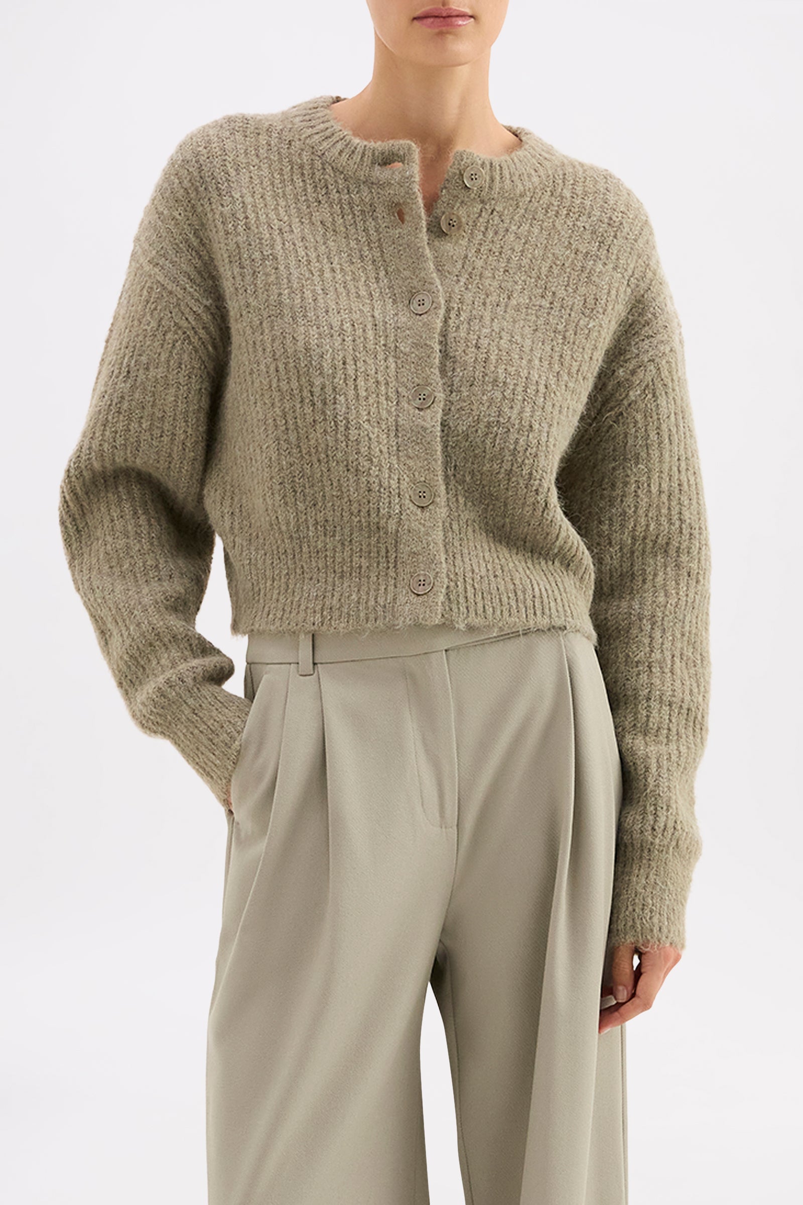 Nixon Cropped Cardigan Vine 