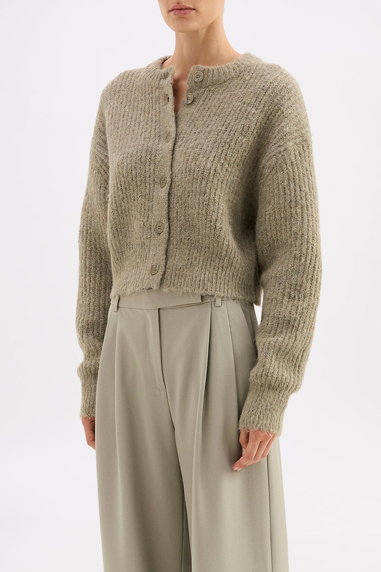 Nixon Cropped Cardigan Vine 