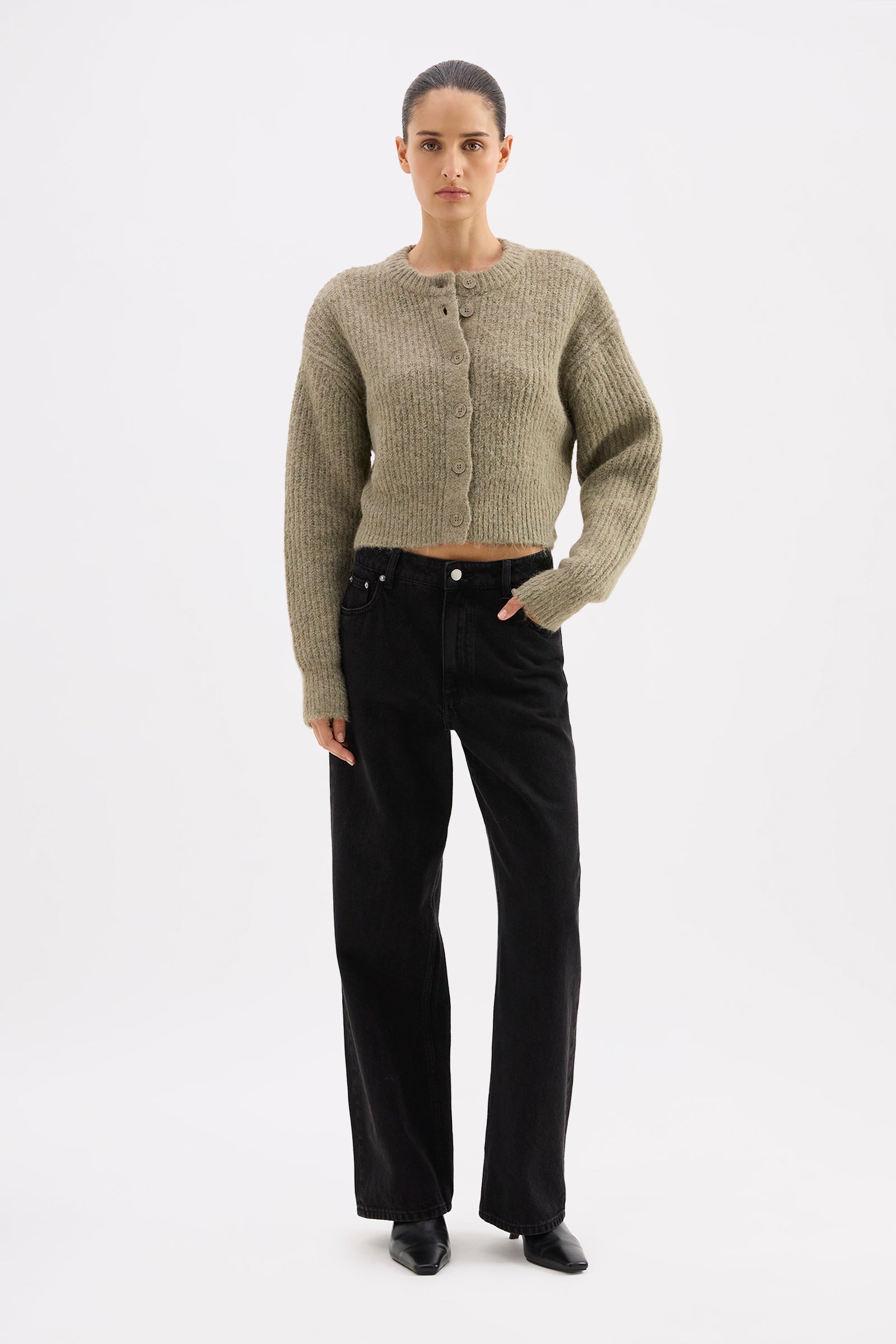 Nixon Cropped Cardigan Vine 