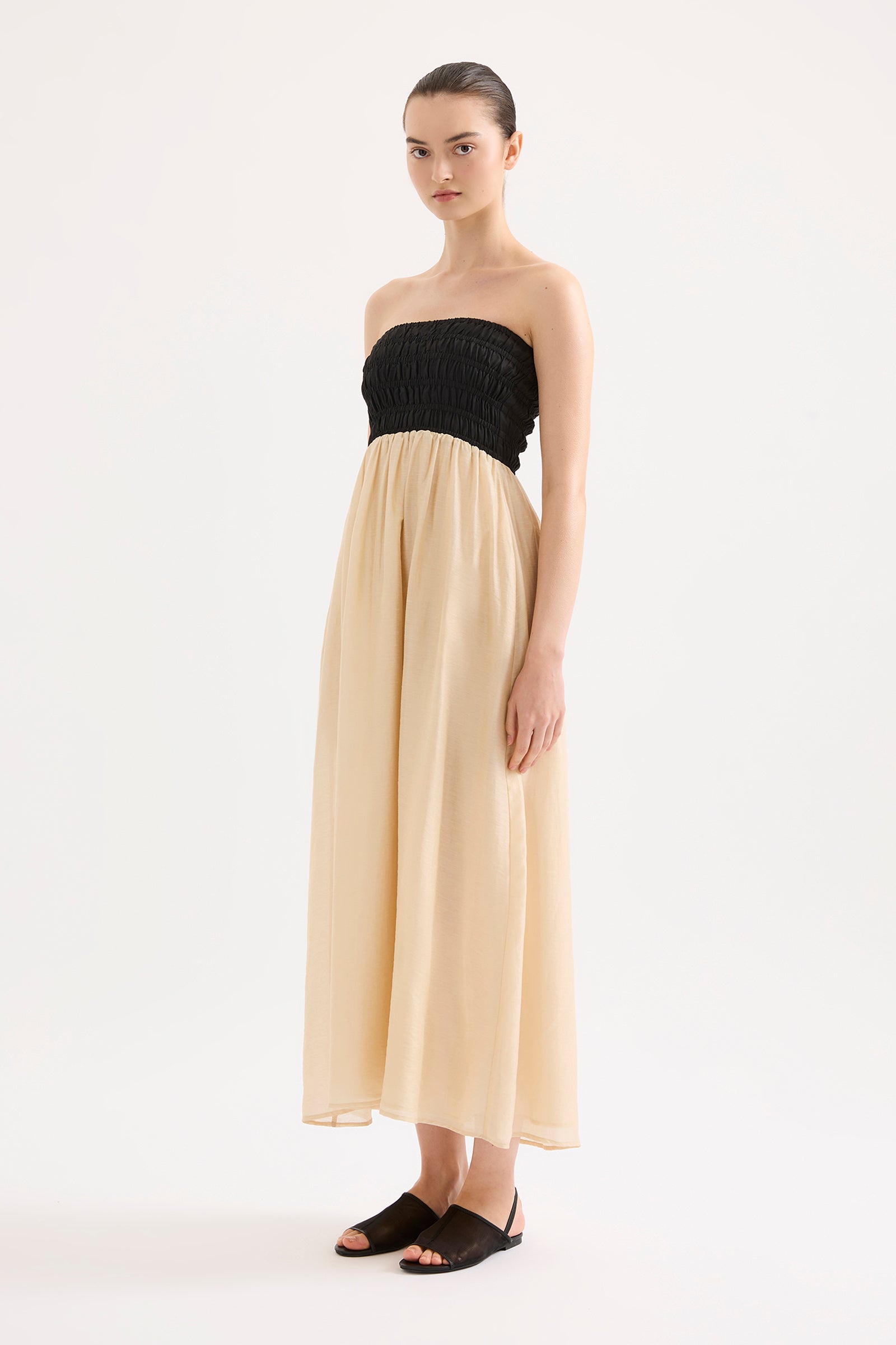 Frances Shirred Maxi Dress Chamomile Splice 