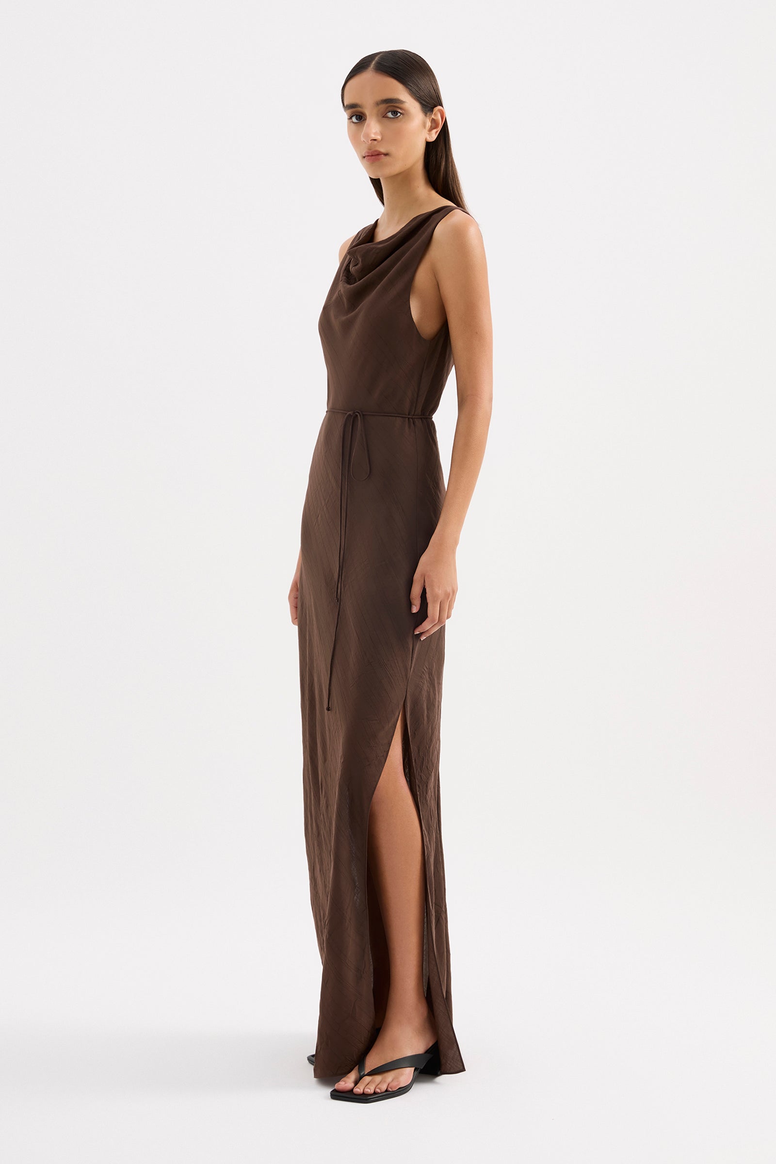 nude lucy brown maxi dress Nude Lucy Zuri Tencel Maxi Dress Chocolate
