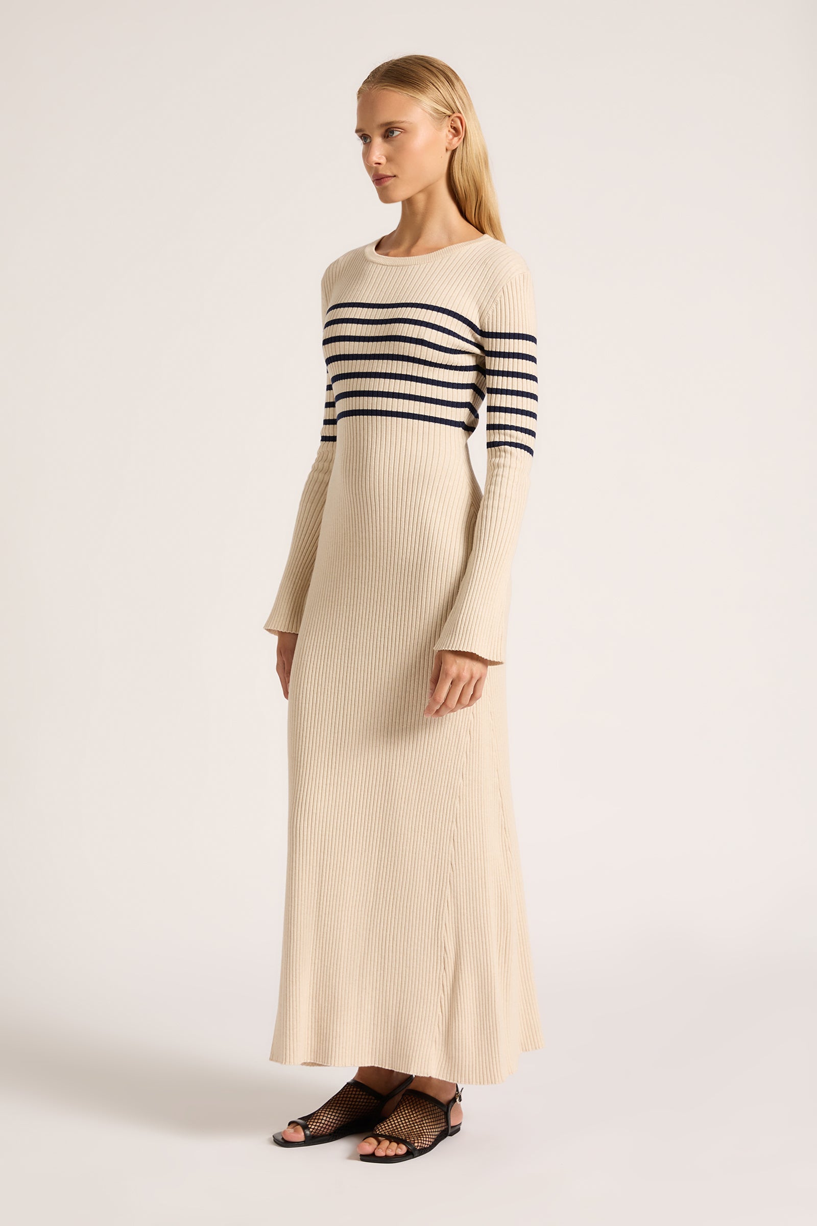 Yoko Maxi Knit Dress Cloud Stripe 