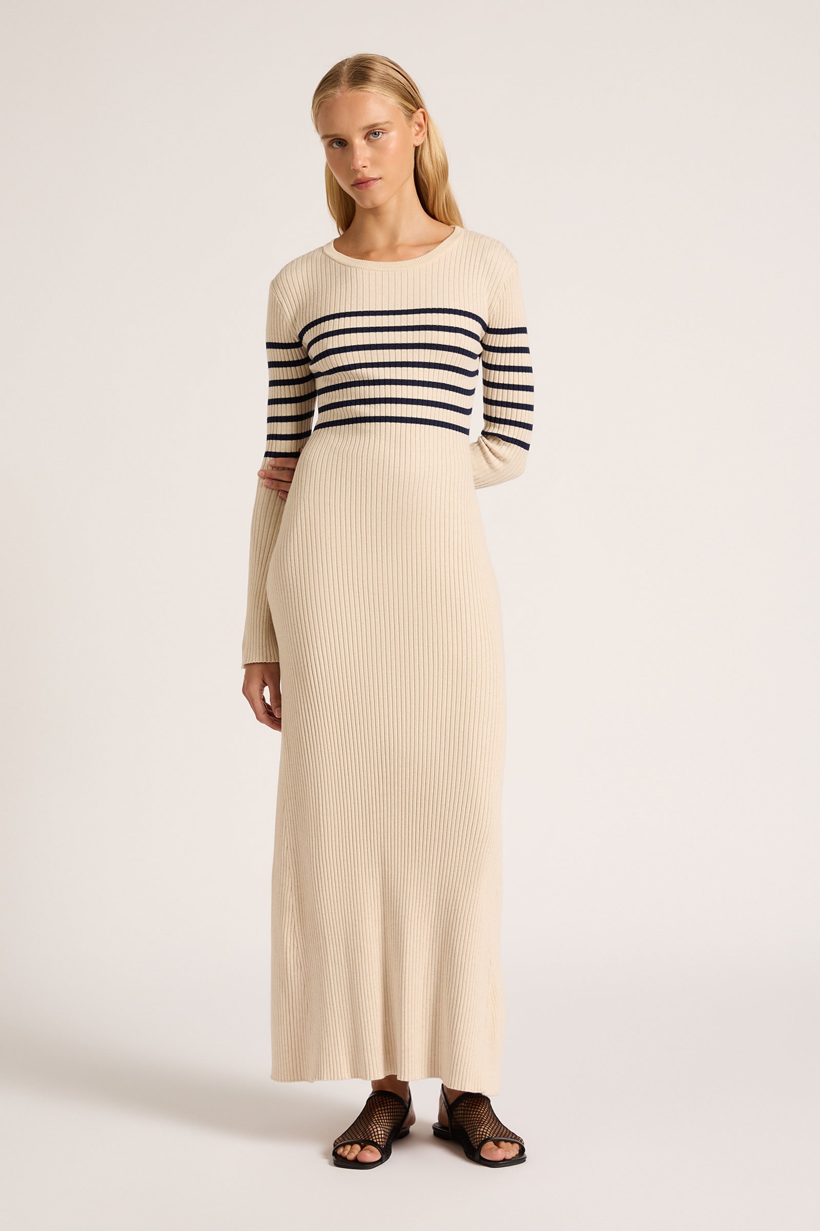 Yoko Maxi Knit Dress Cloud Stripe 