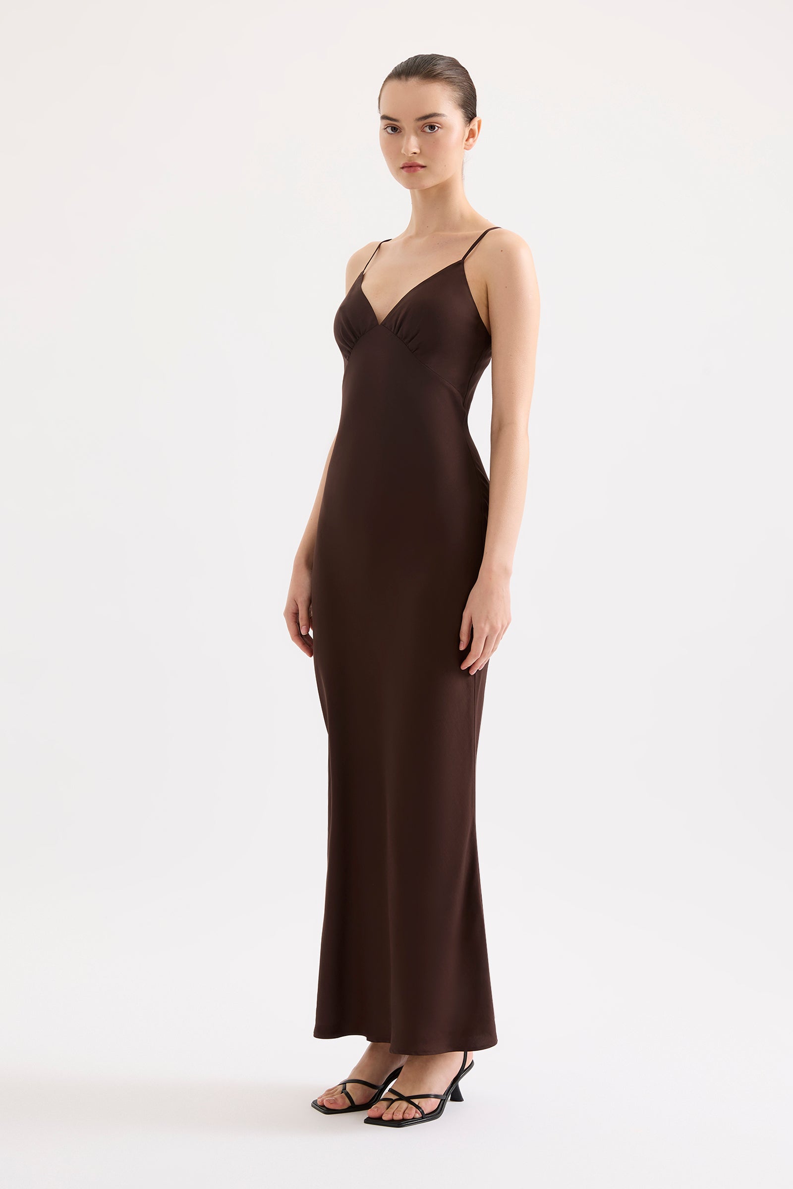 Raven Cupro Slip Dress Raisin 