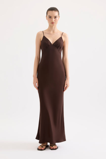 Raven Cupro Slip Dress Raisin 