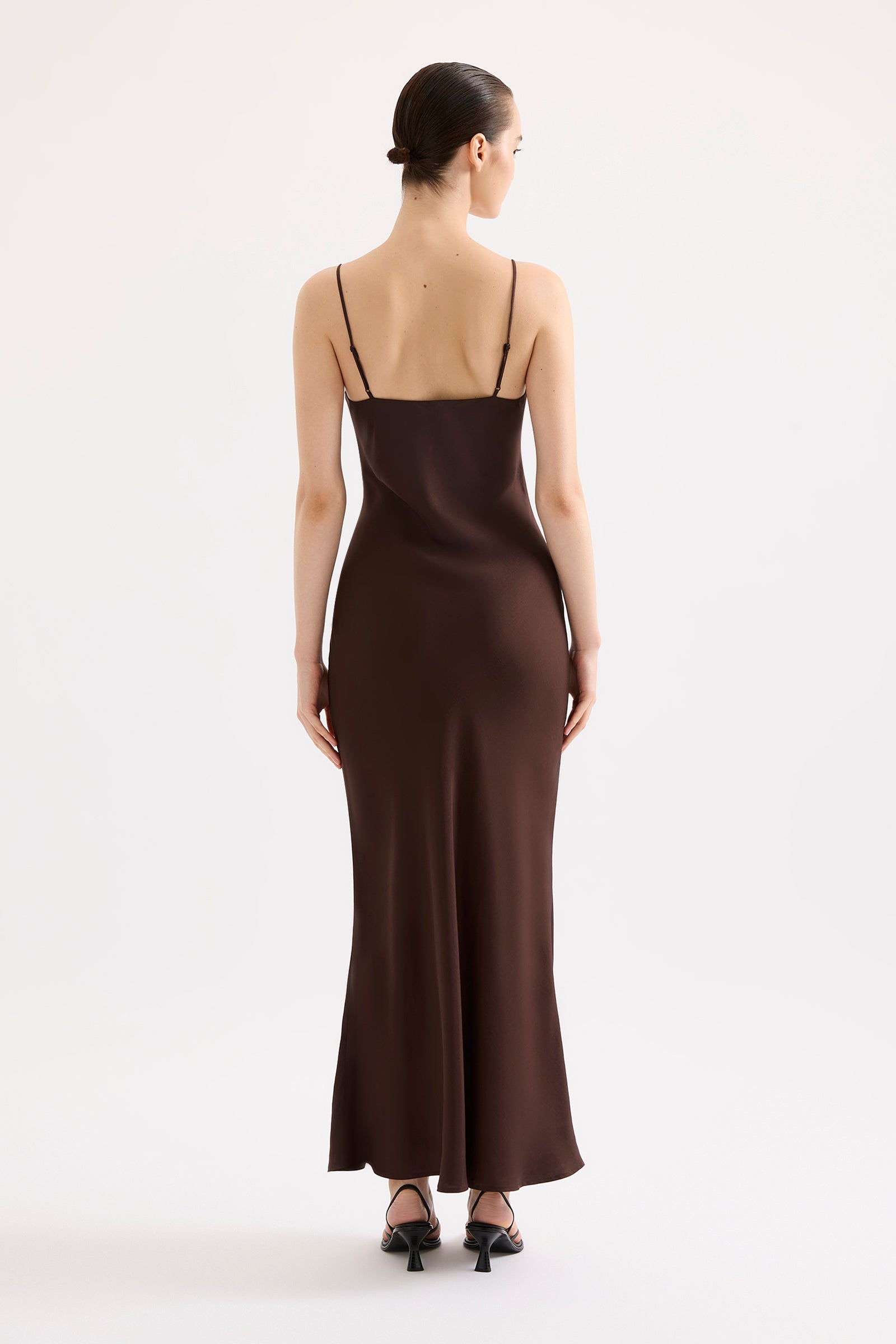 Raven Cupro Slip Dress Raisin 