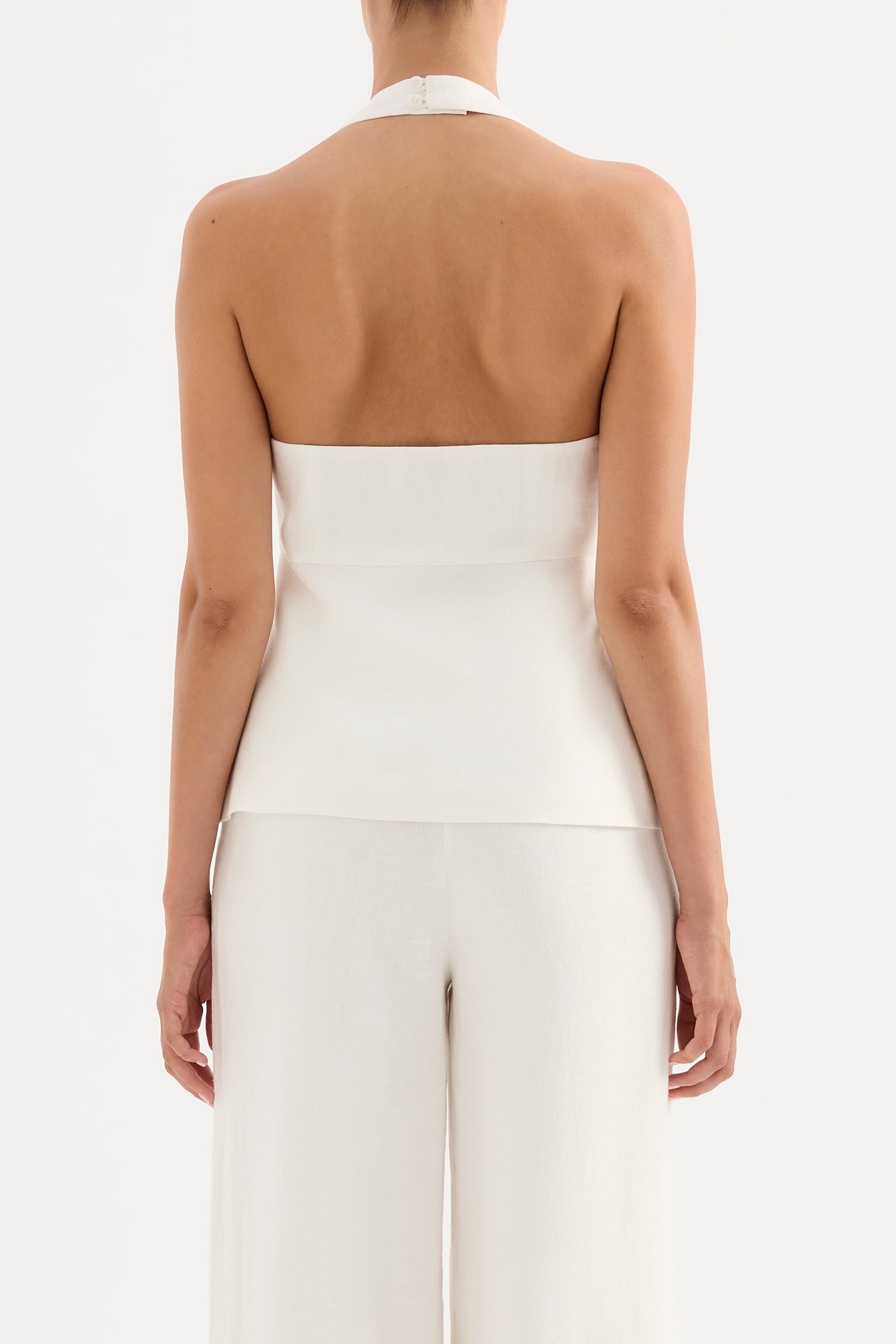 Zayda Linen Vest White 