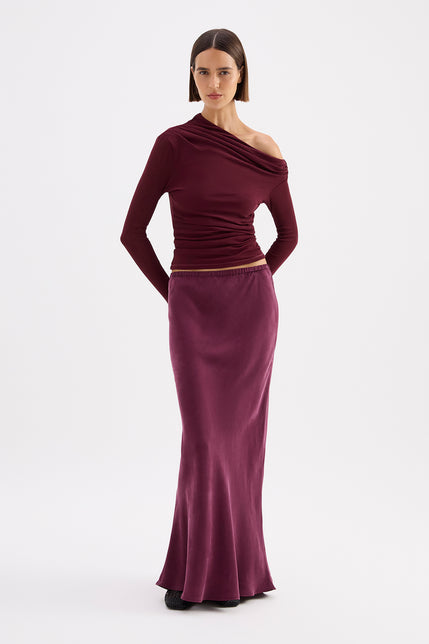 Amaya Cupro Maxi Skirt Merlot 