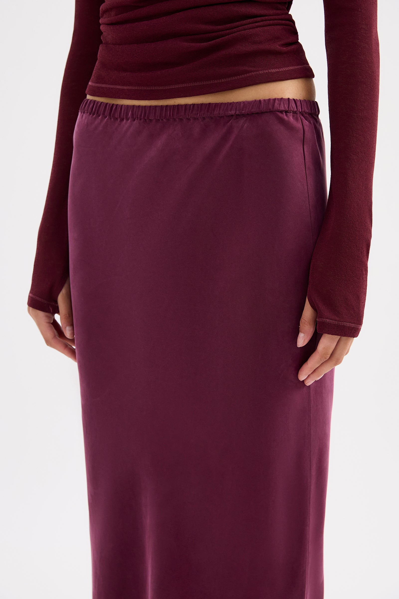 Amaya Cupro Maxi Skirt Merlot 