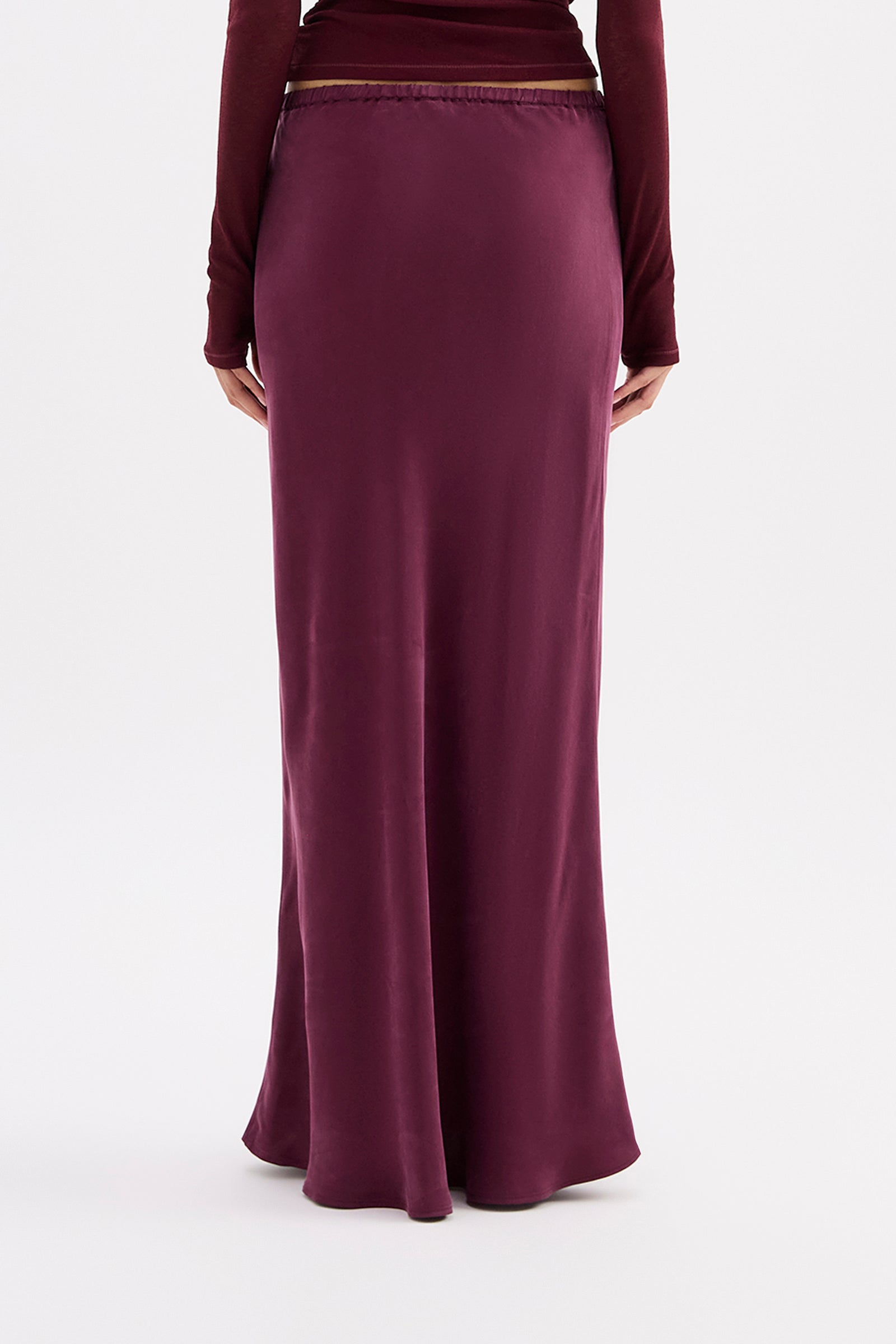 Amaya Cupro Maxi Skirt Merlot 