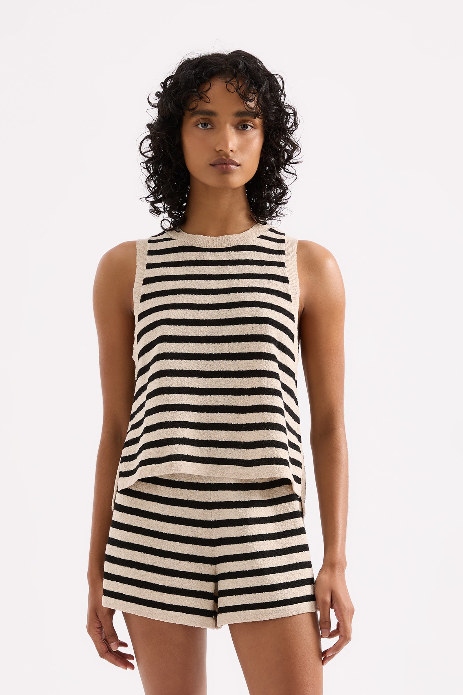 Kayda Knit Tank Black Stripe 