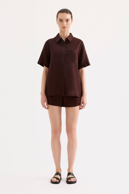 Blake Linen Shirt Raisin 