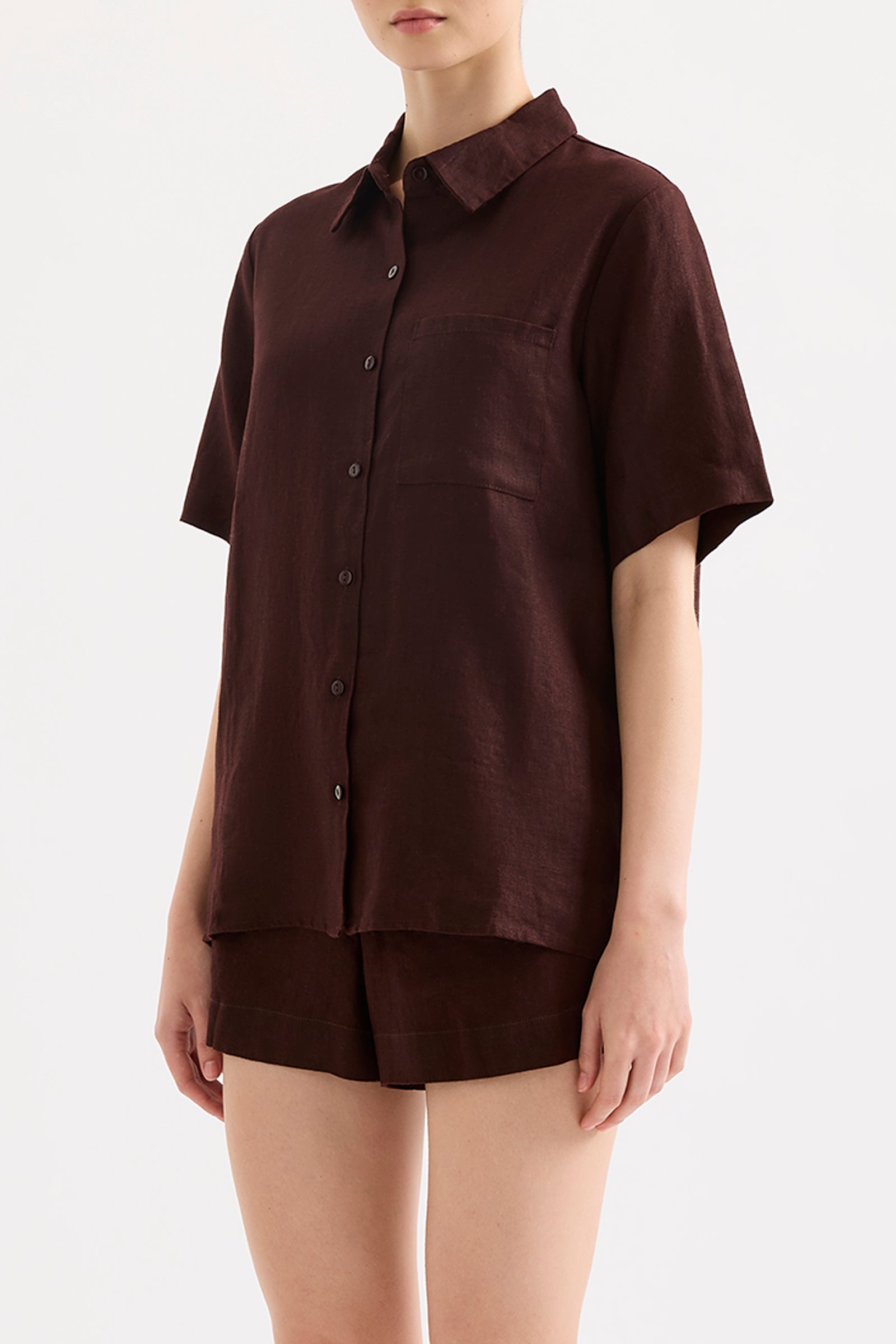 Blake Linen Shirt Raisin 