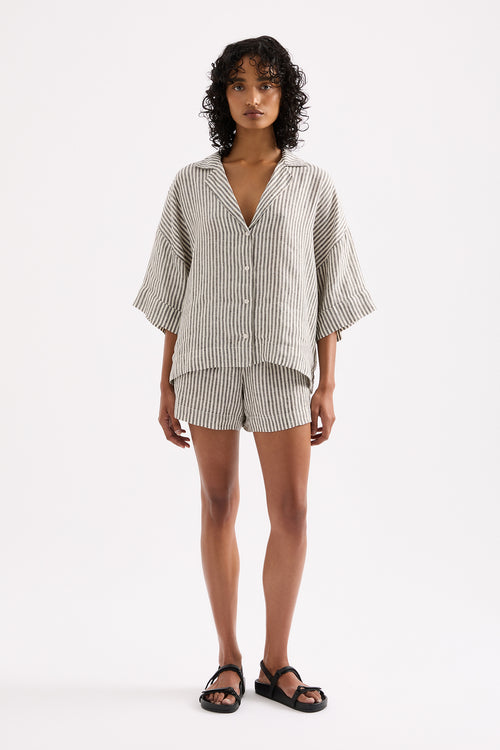 LOUNGE STRIPE LINEN SHORT