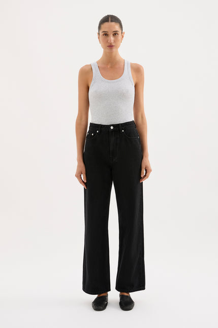 Organic Rib Singlet Grey Marle 