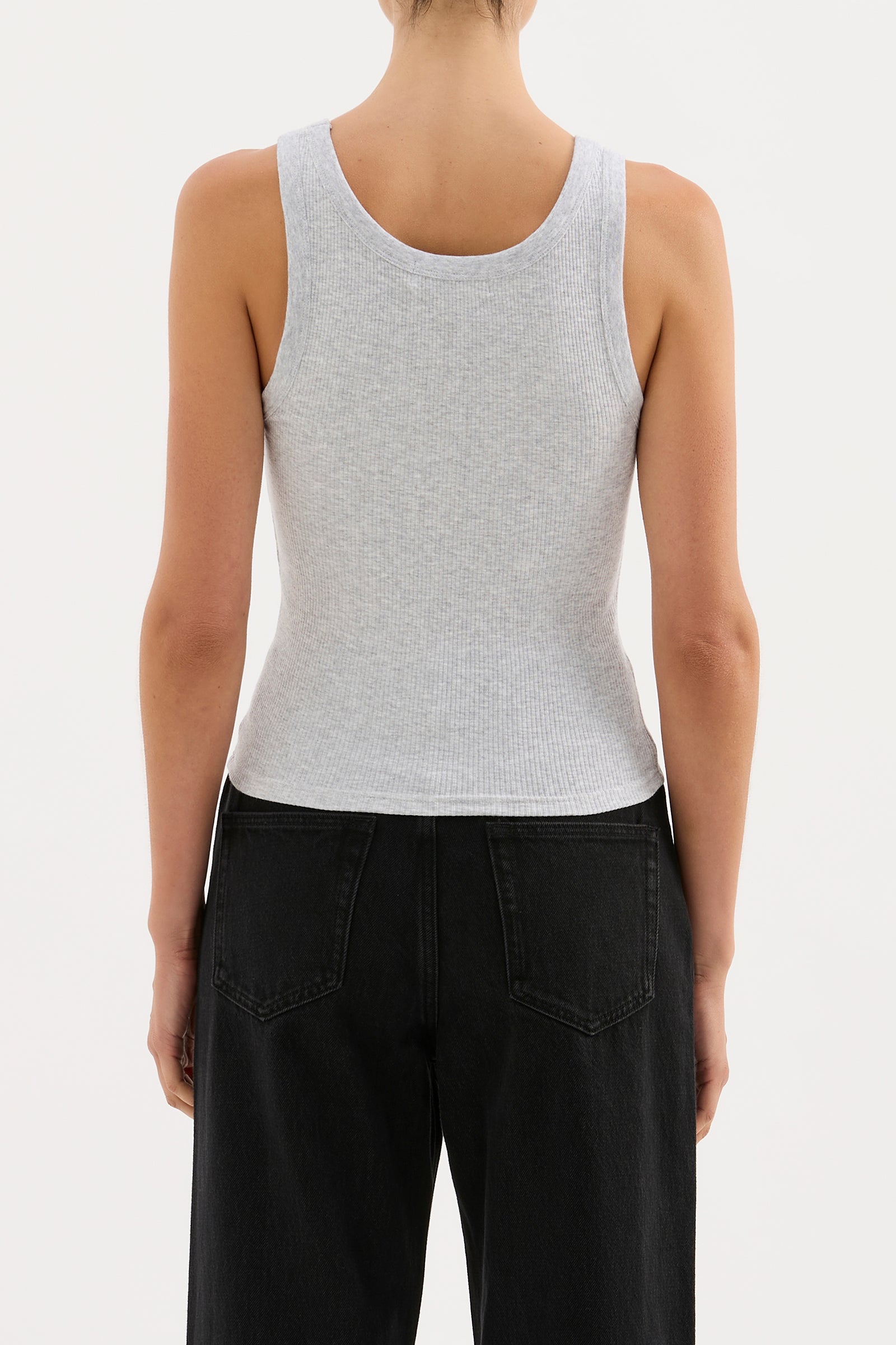 Organic Rib Singlet Grey Marle 