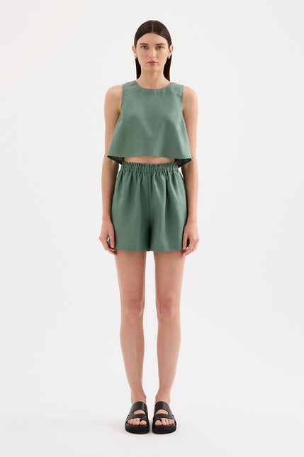 Sian Linen Top Emerald 