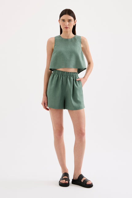 Theo Linen Short Emerald 
