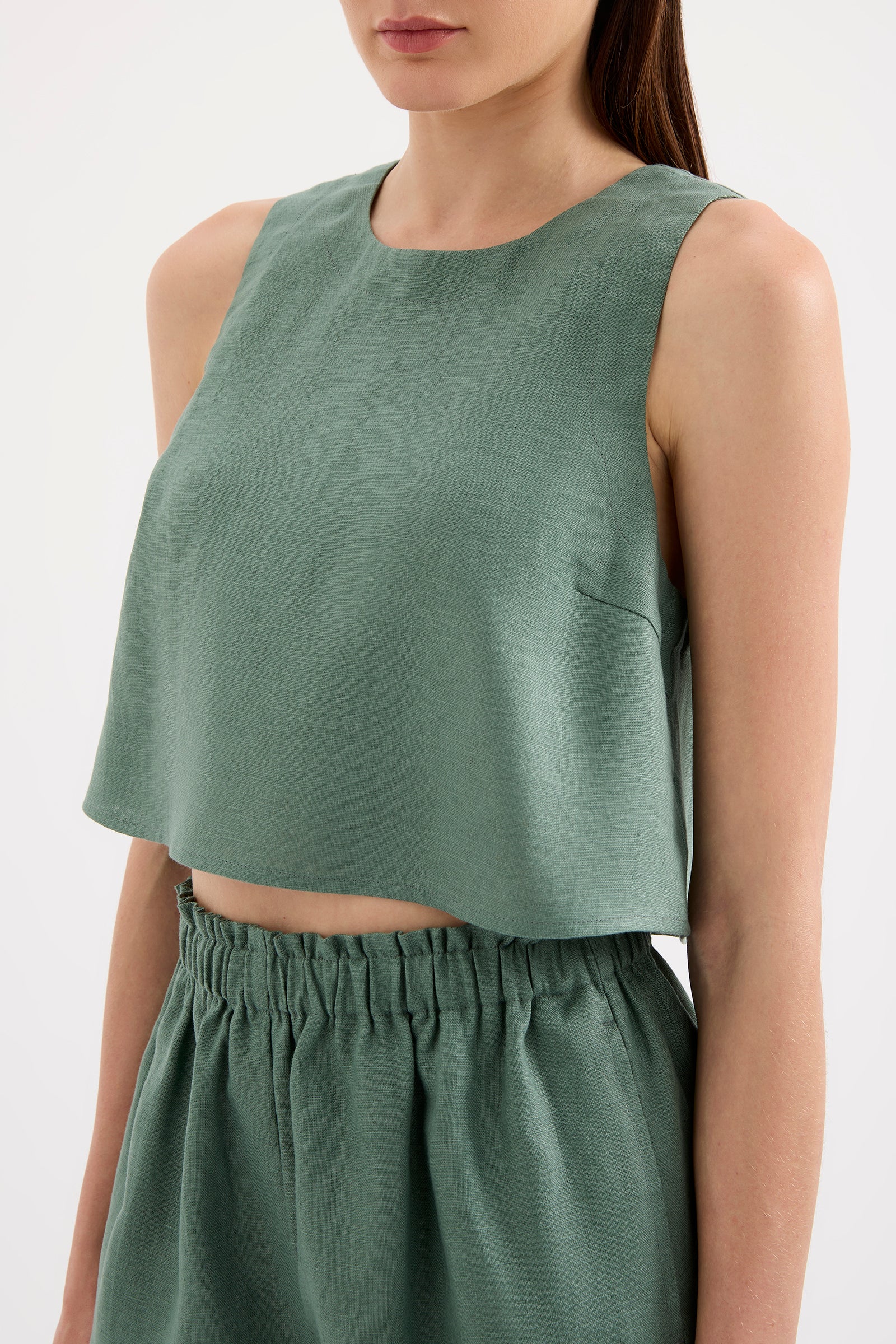 Sian Linen Top Emerald 