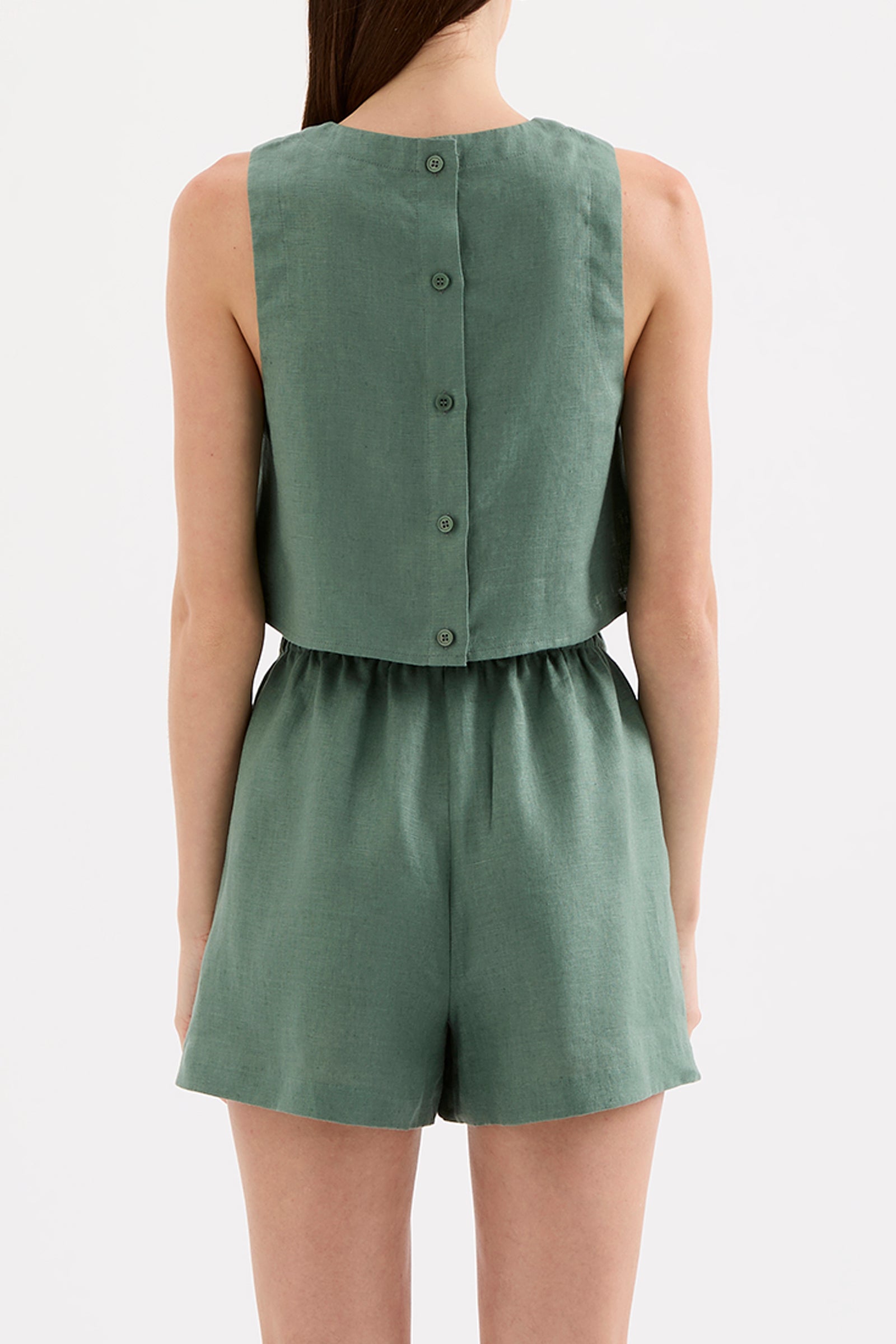 Sian Linen Top Emerald 