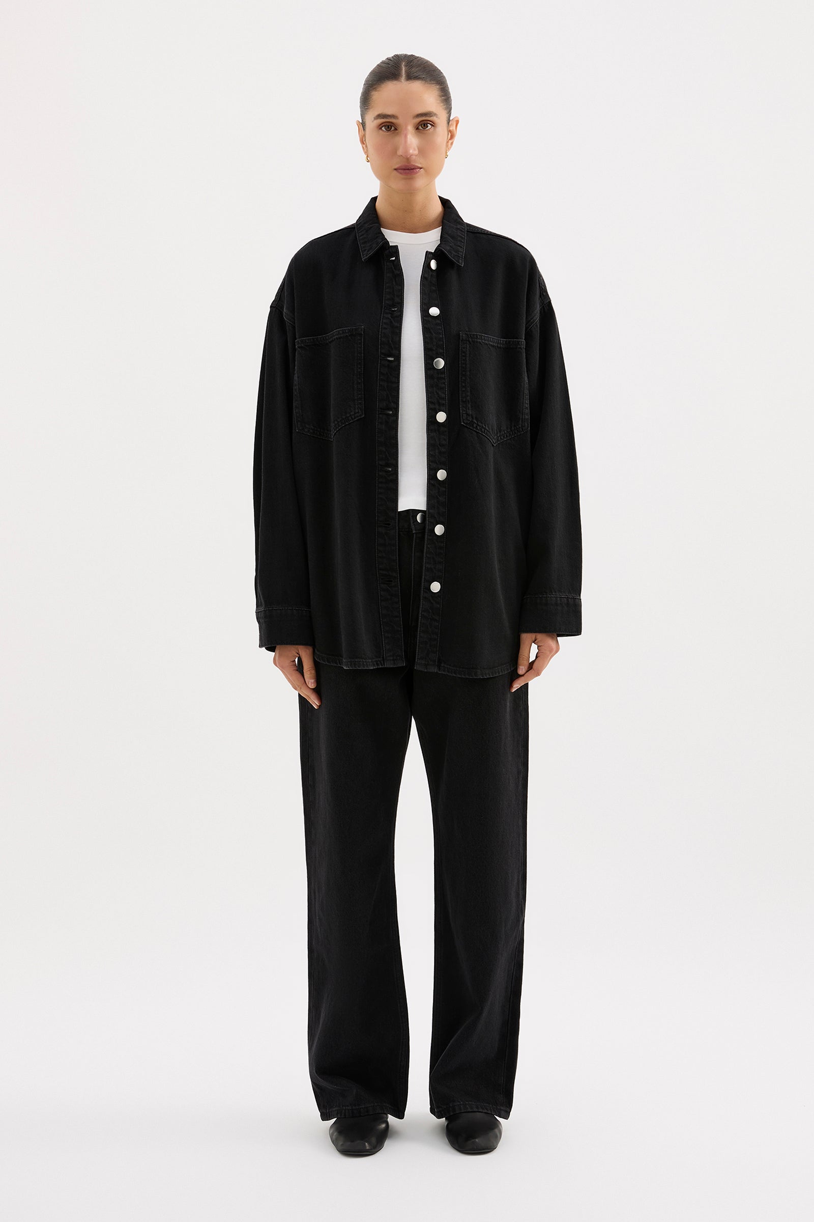 Organic Denim Overshirt Vintage Black 