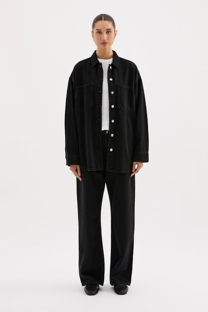 Organic Denim Overshirt Vintage Black 