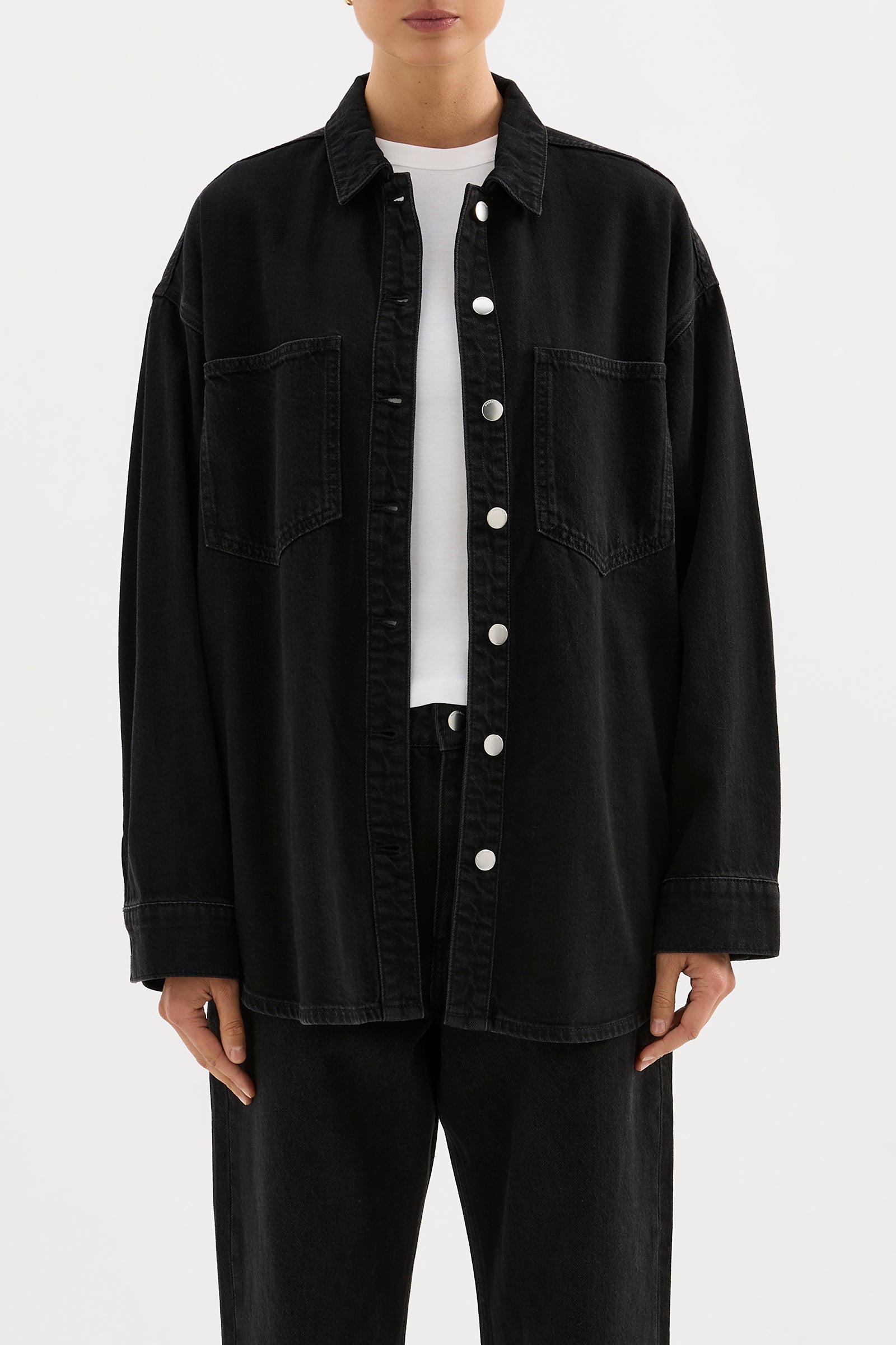 Organic Denim Overshirt Vintage Black 