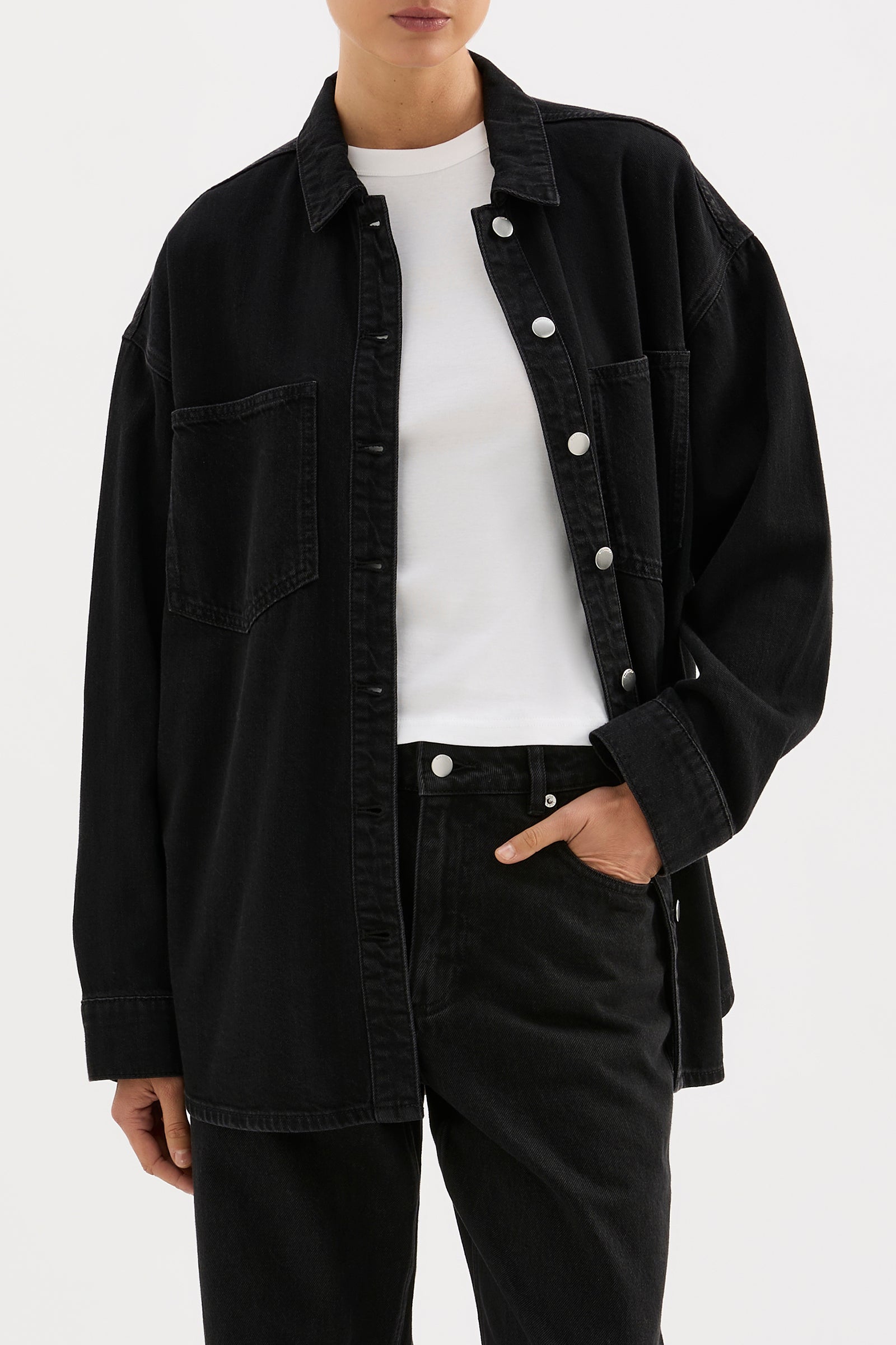 Organic Denim Overshirt Vintage Black 
