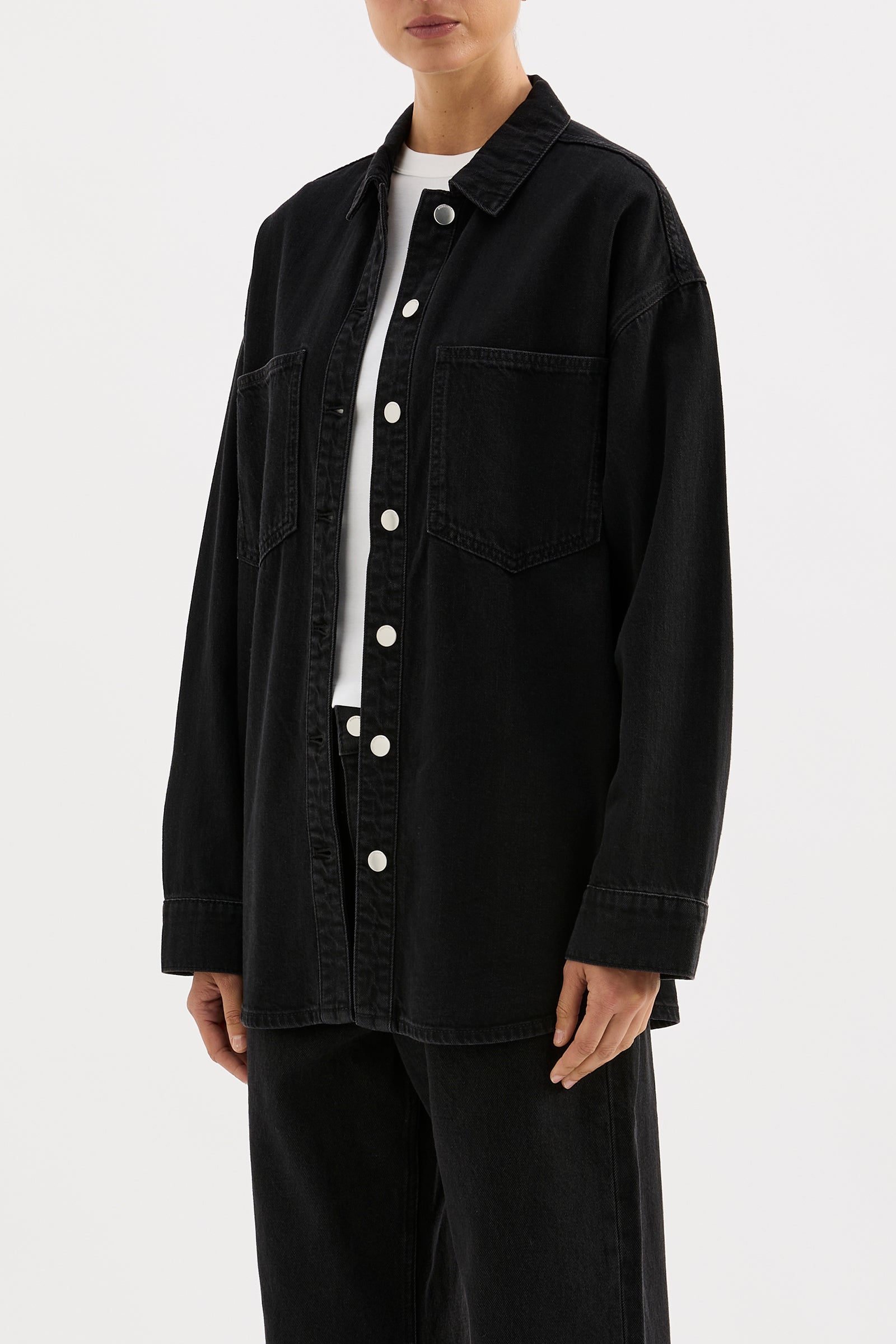 Organic Denim Overshirt Vintage Black 
