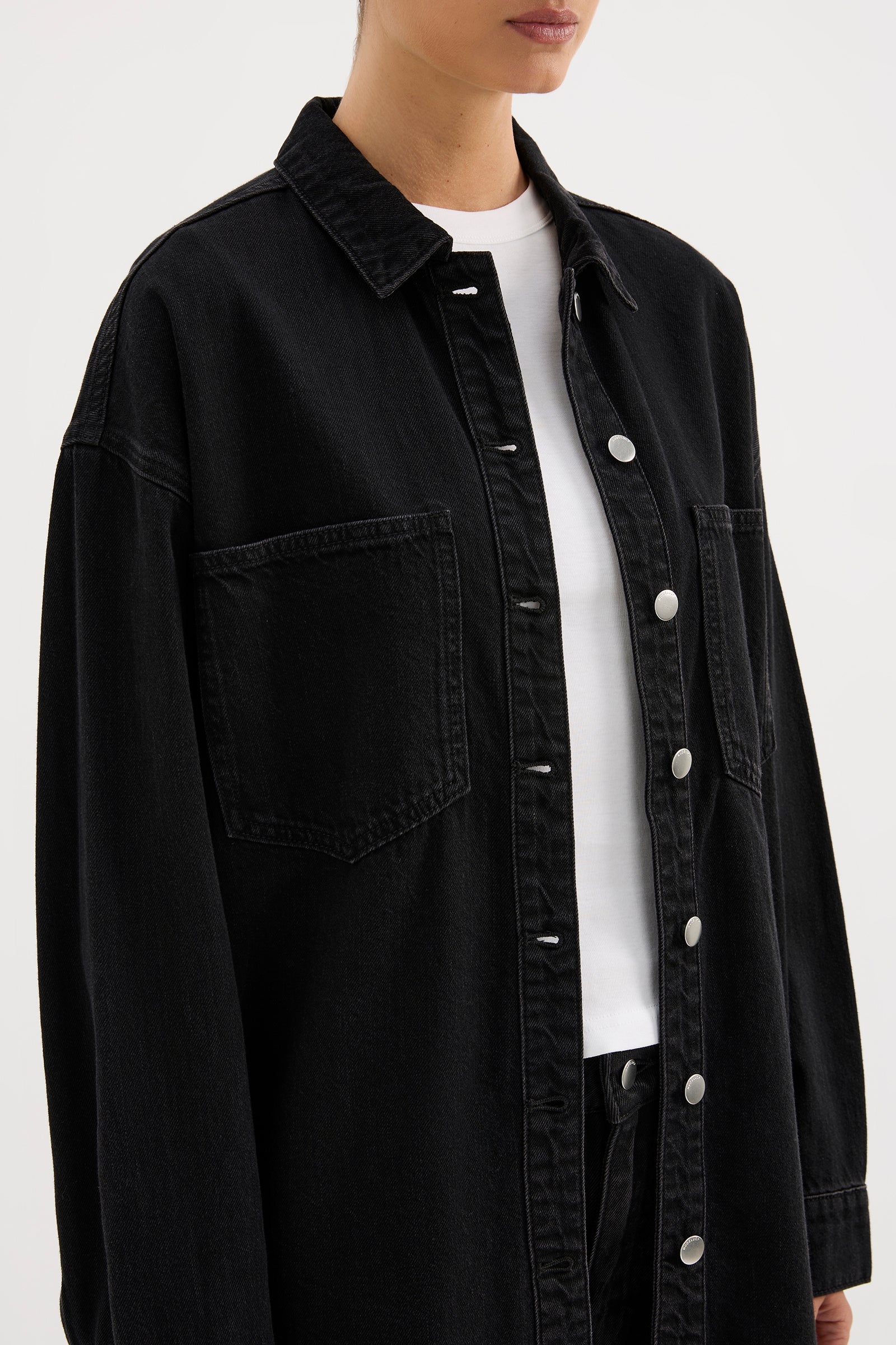 Organic Denim Overshirt Vintage Black 