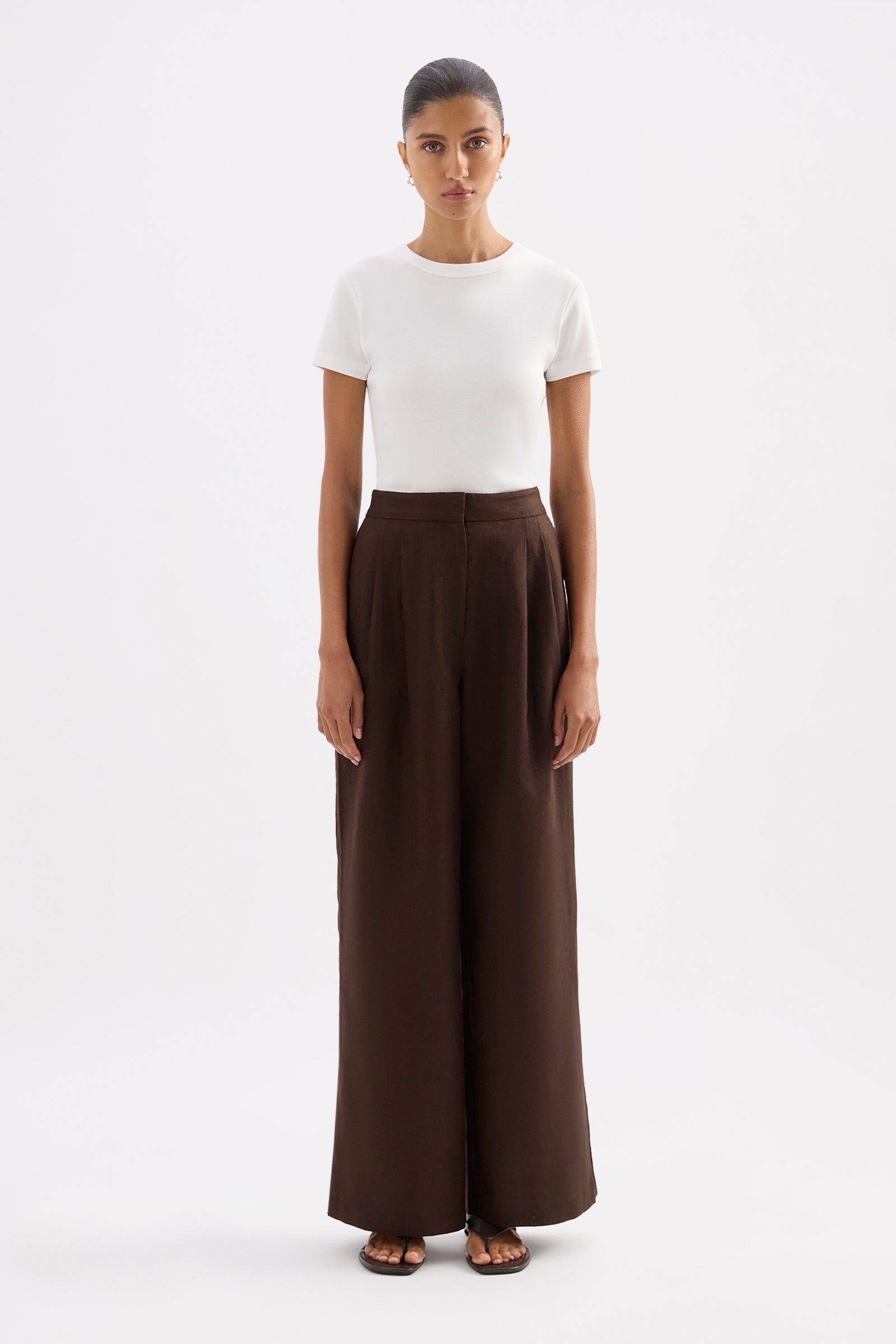 Thilda Linen Pant Chocolate 