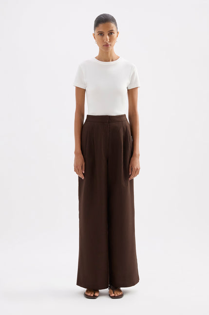 Thilda Linen Pant Chocolate 