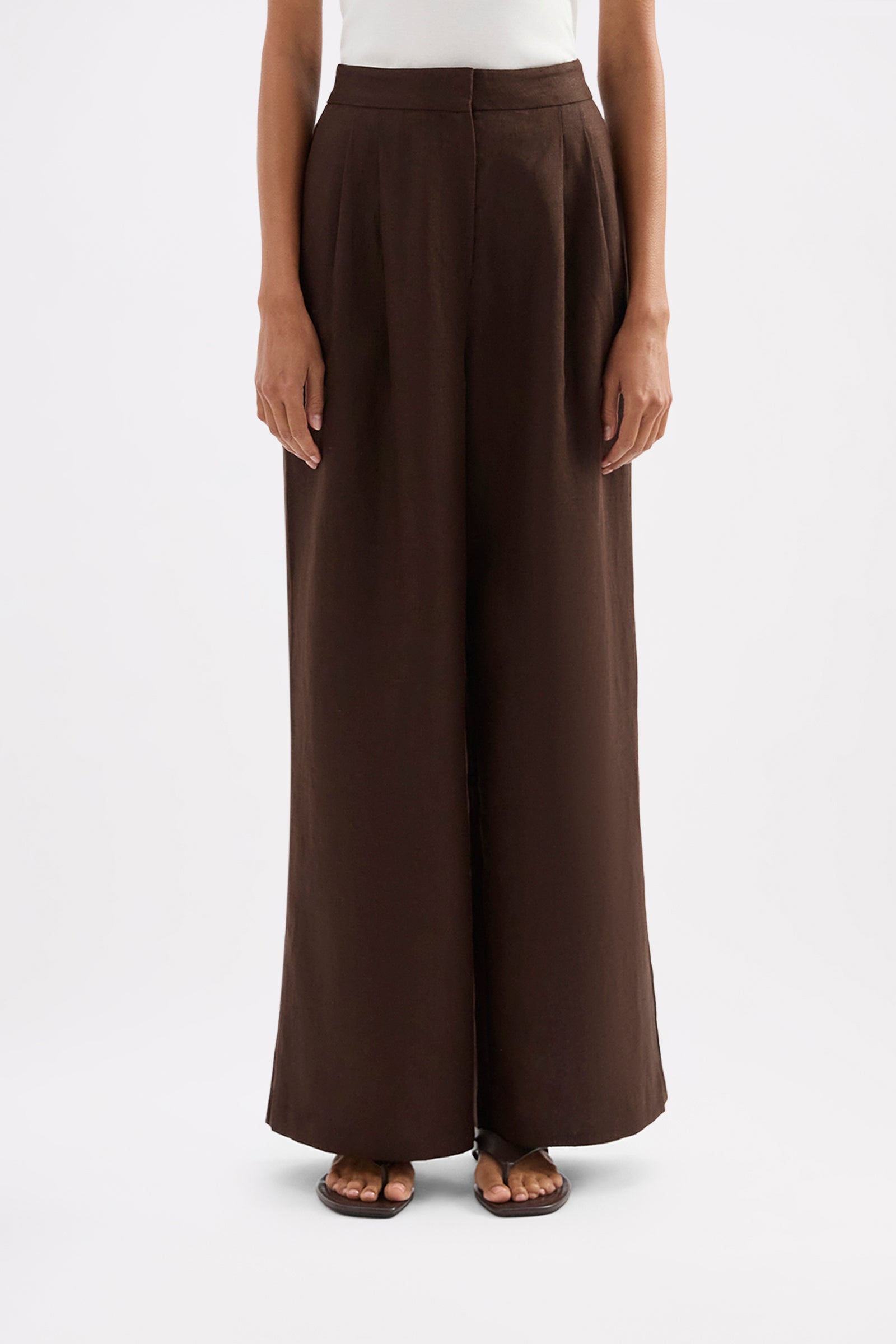 Thilda Linen Pant Chocolate 