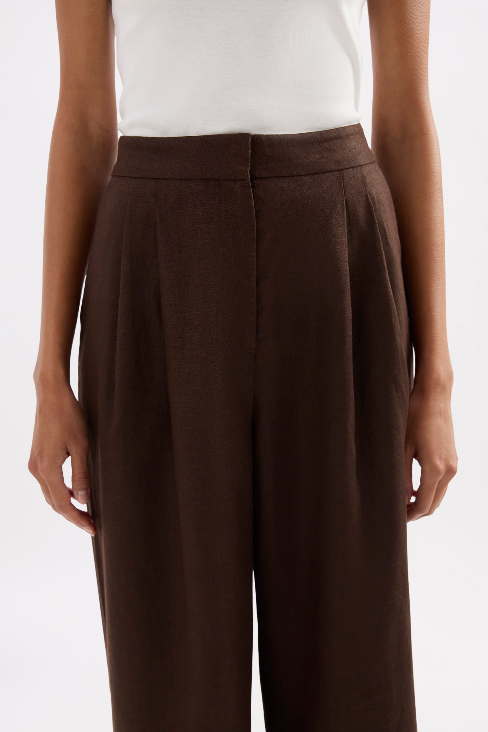 Thilda Linen Pant Chocolate 
