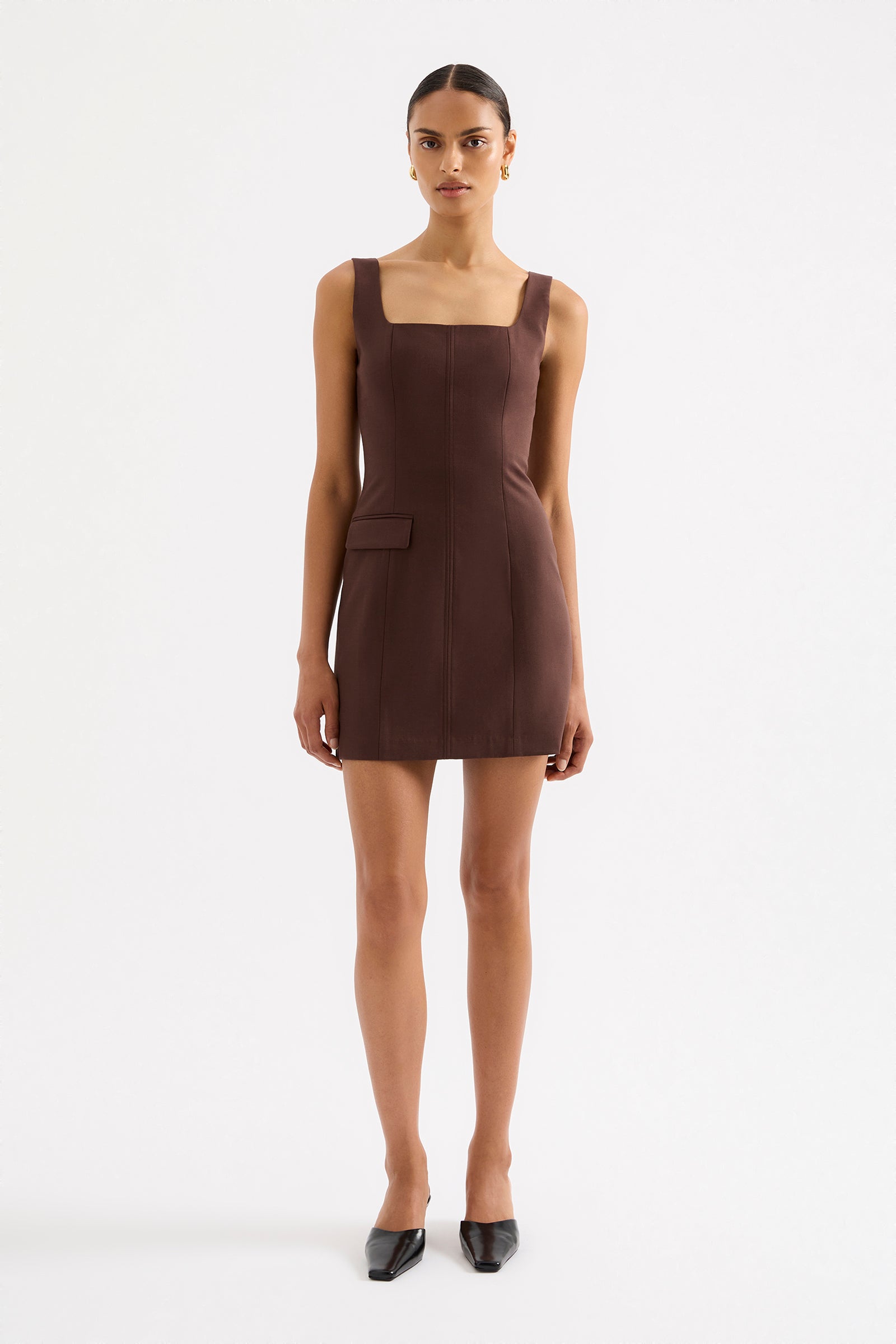 Easton Tailored Mini Dress Cocoa 