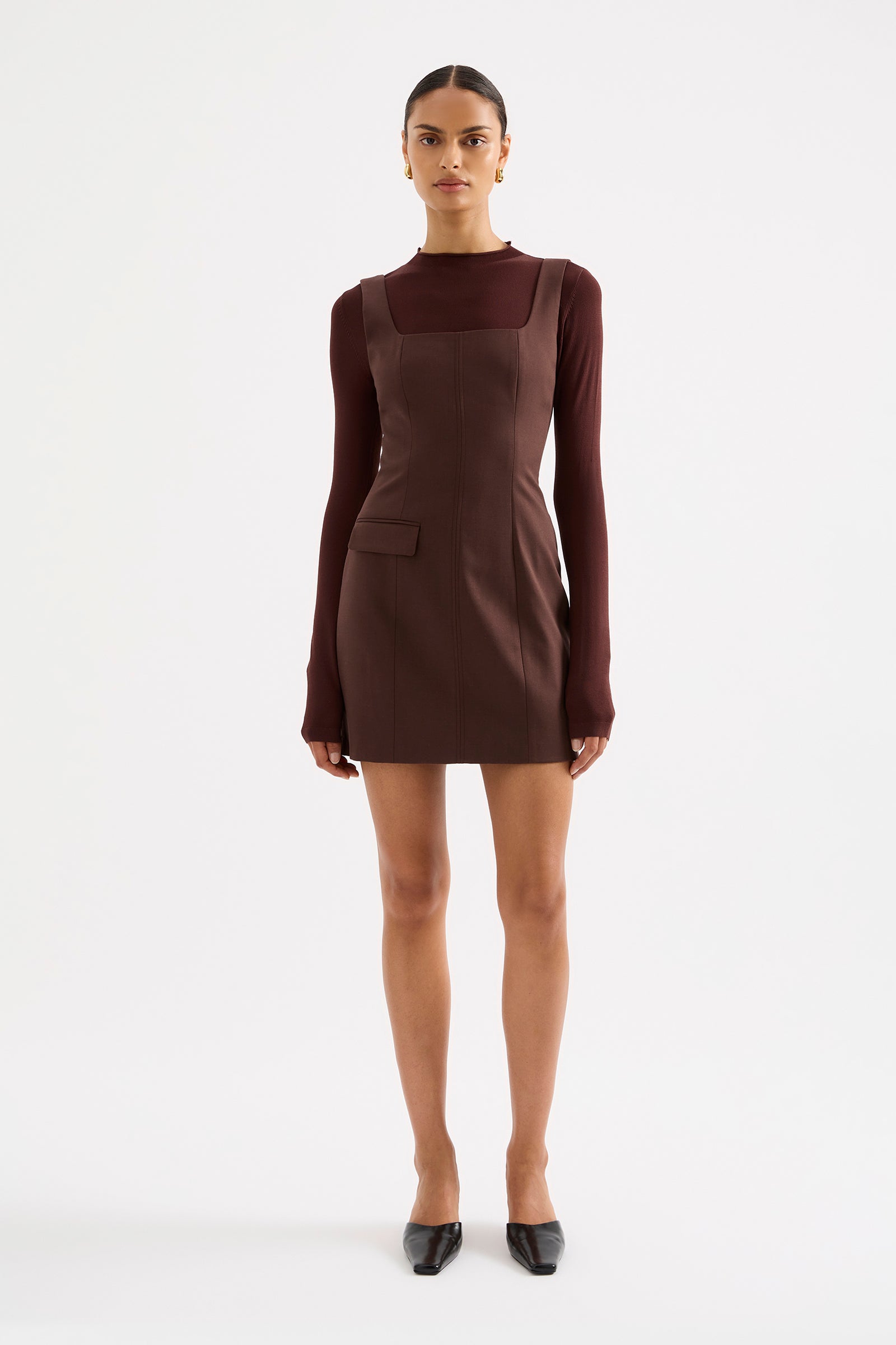 Easton Tailored Mini Dress Cocoa 