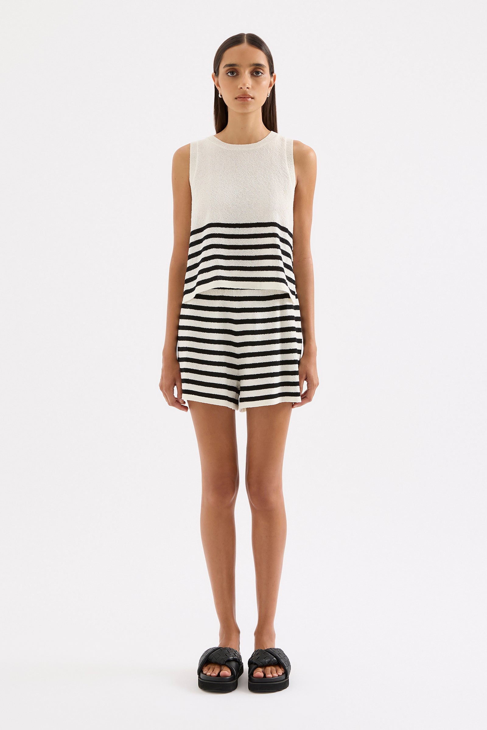 Marika Knit Tank Black Stripe 