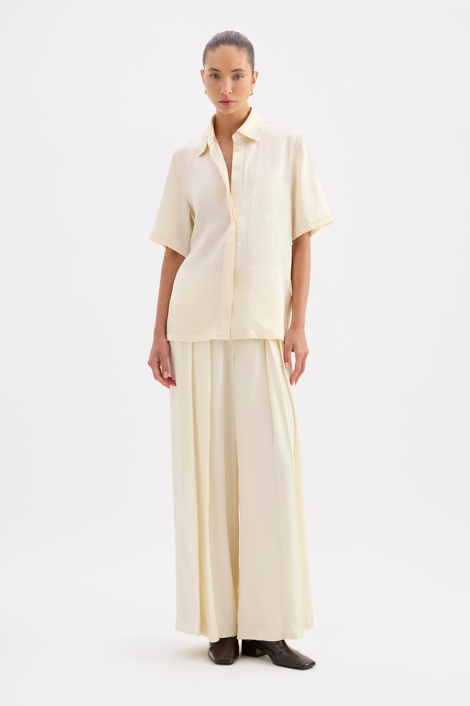 Allegra Satin Shirt Champagne 